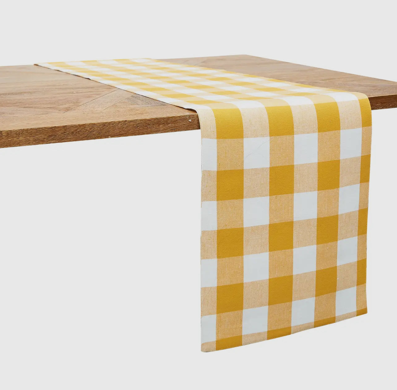 Golden yellow gingham table linens, set of 4 placemats or table runner