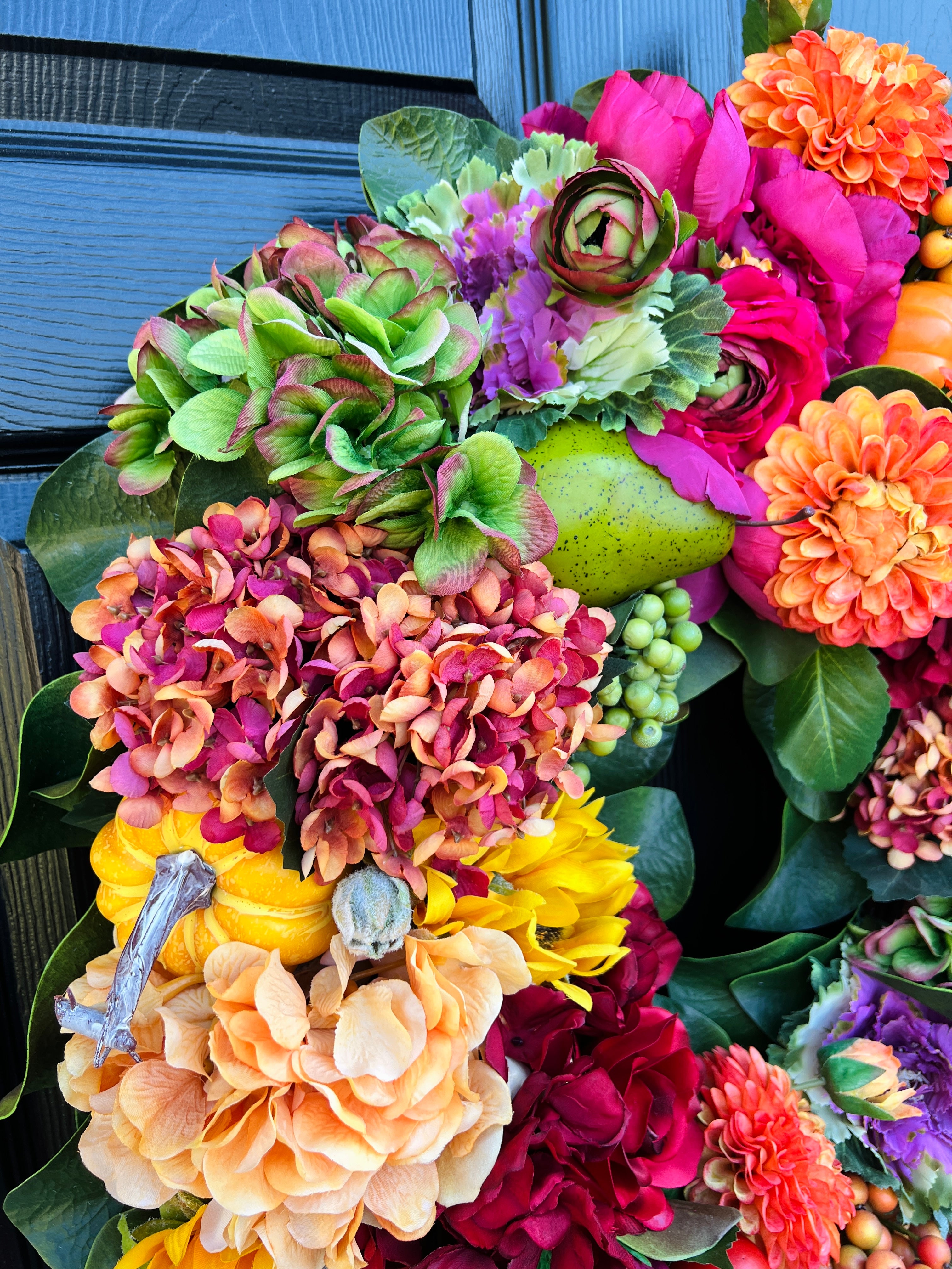 The Mackie wreath, Fall edition with or without cinnamon and gold embroidered luxury ribbon