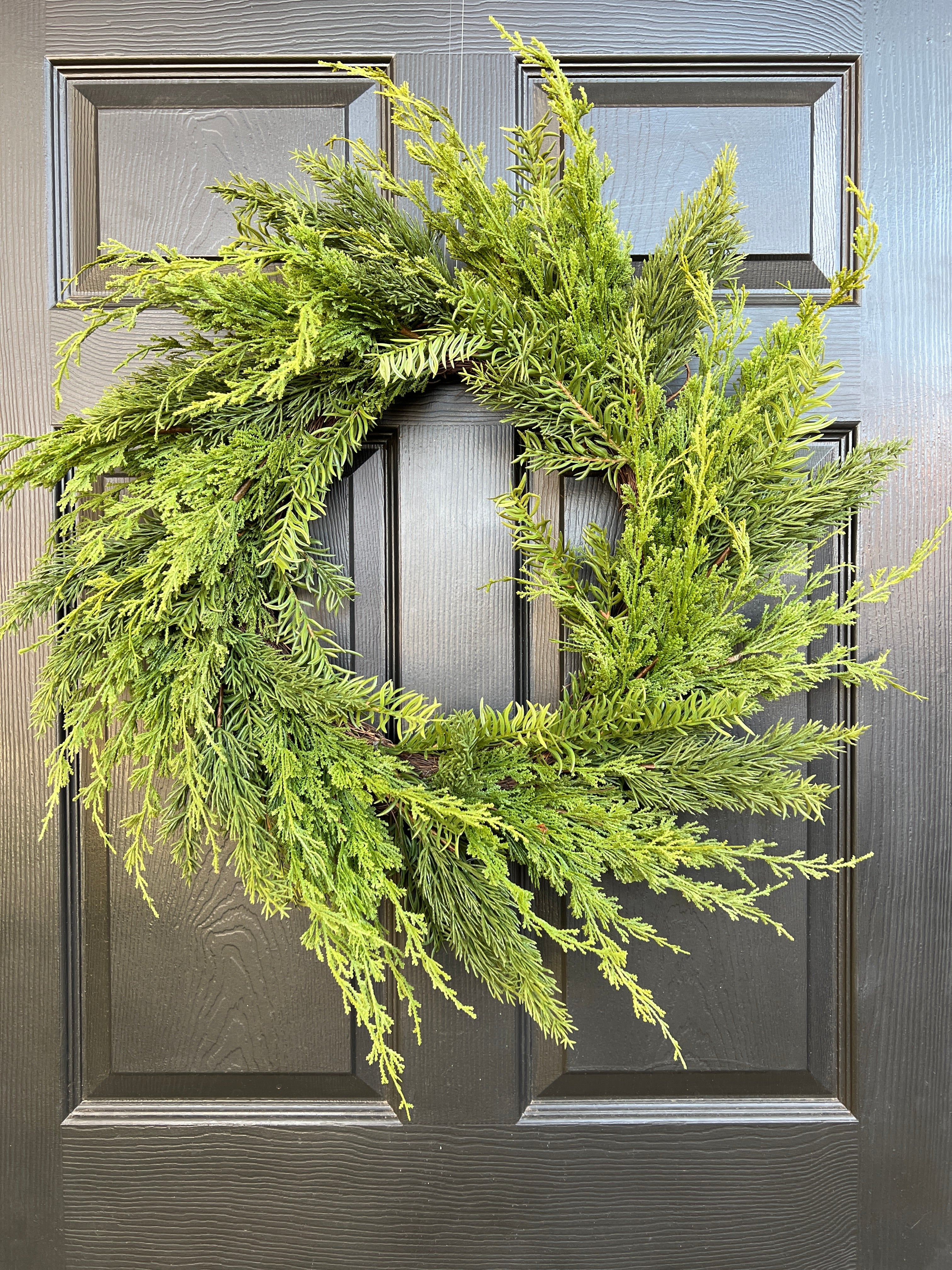 Oversized faux cedar real touch wreath