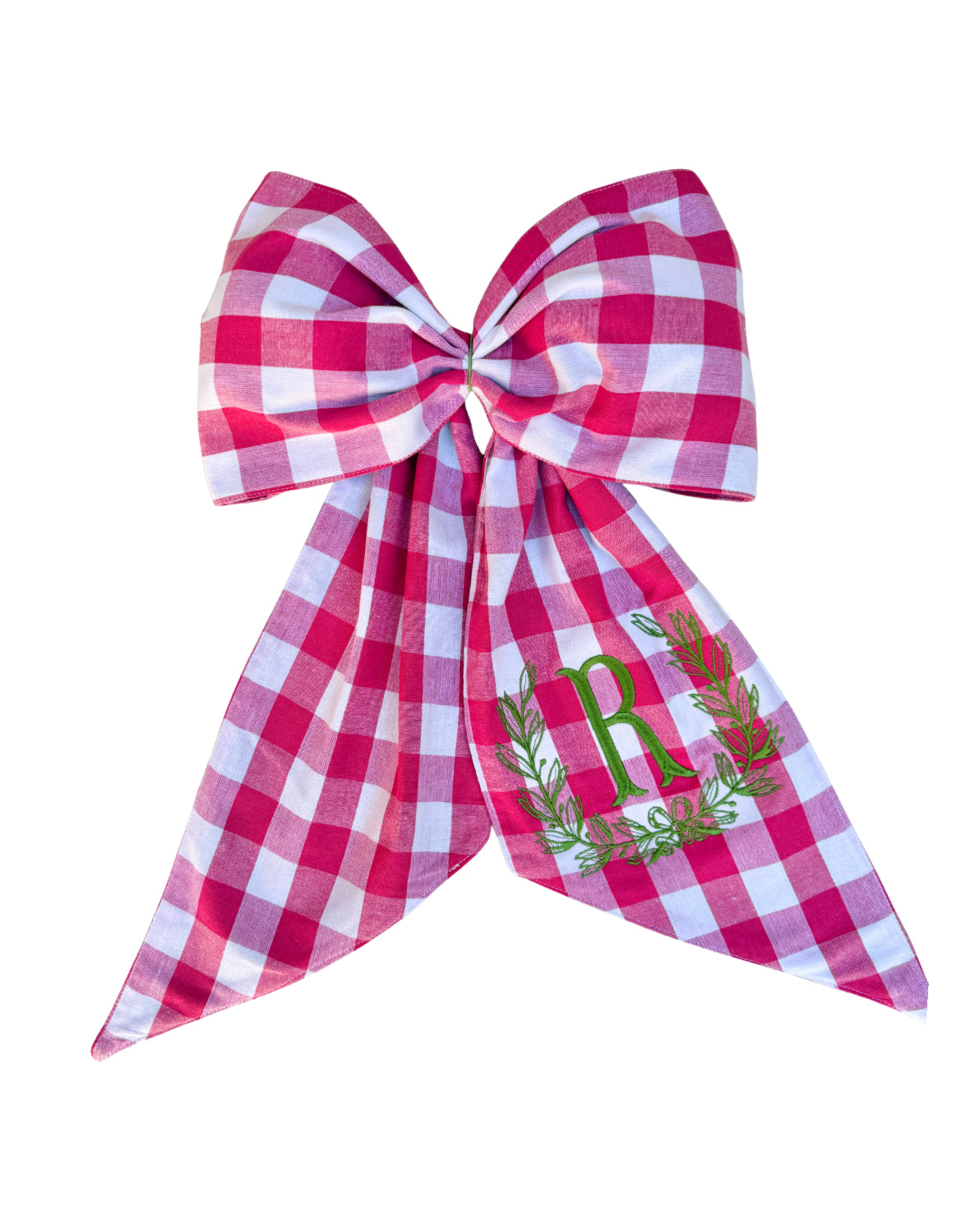 Hot pink buffalo check wreath sash