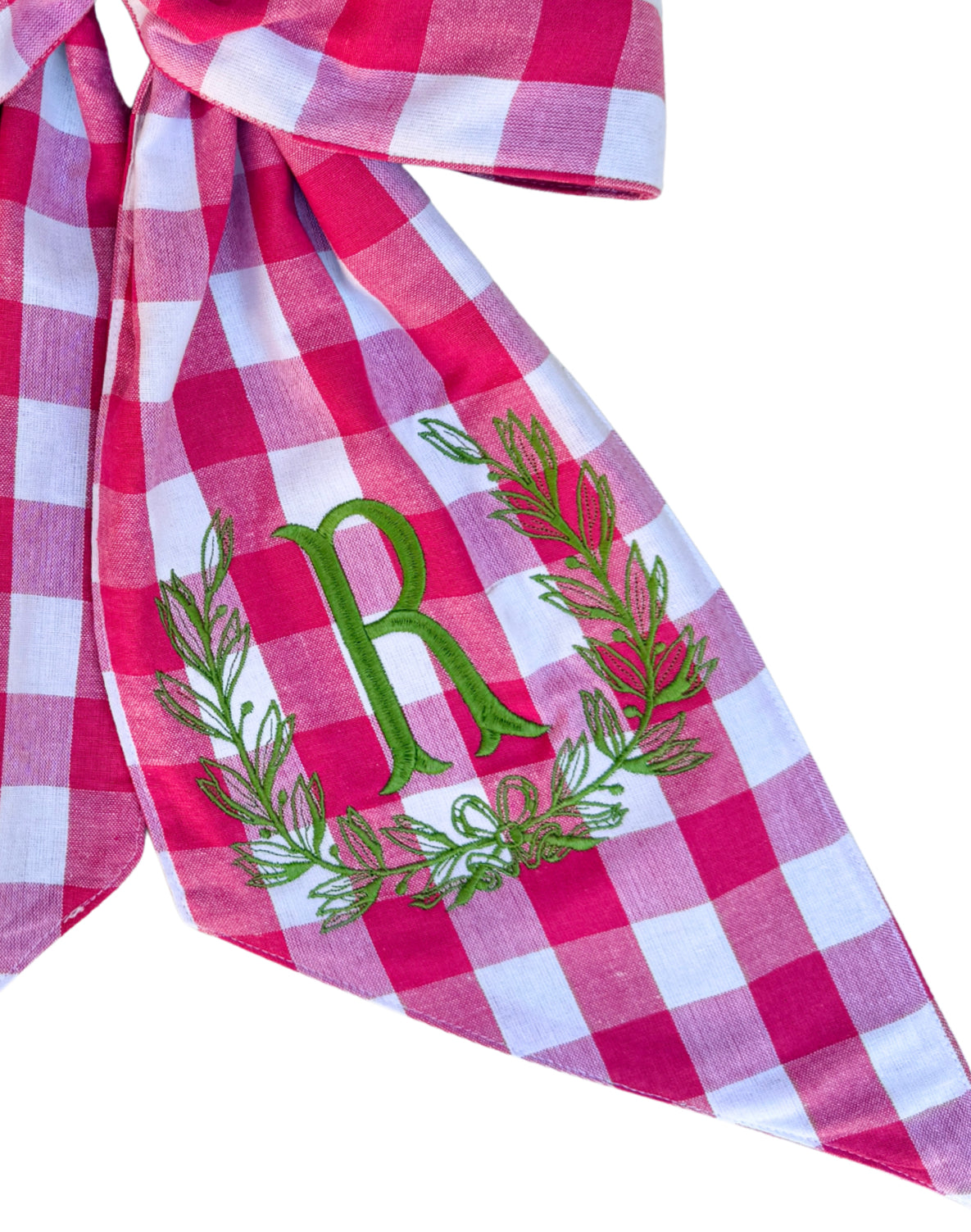 Hot pink buffalo check wreath sash