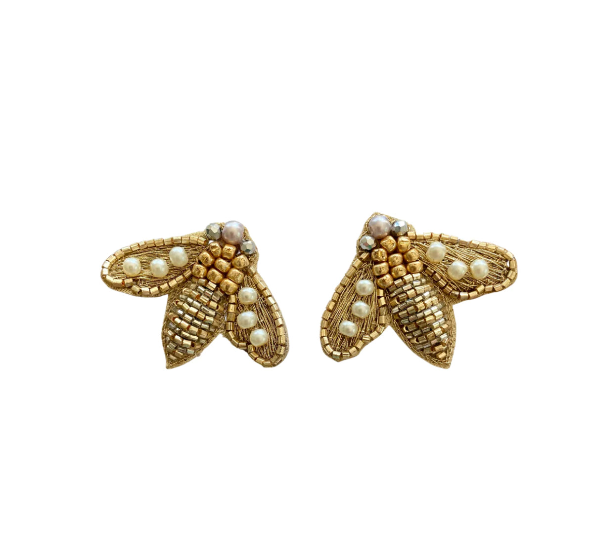 Hand beaded bee stud earrings