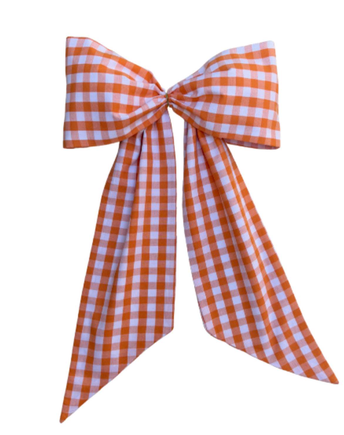 Pumpkin orange gingham check signature wreath sash