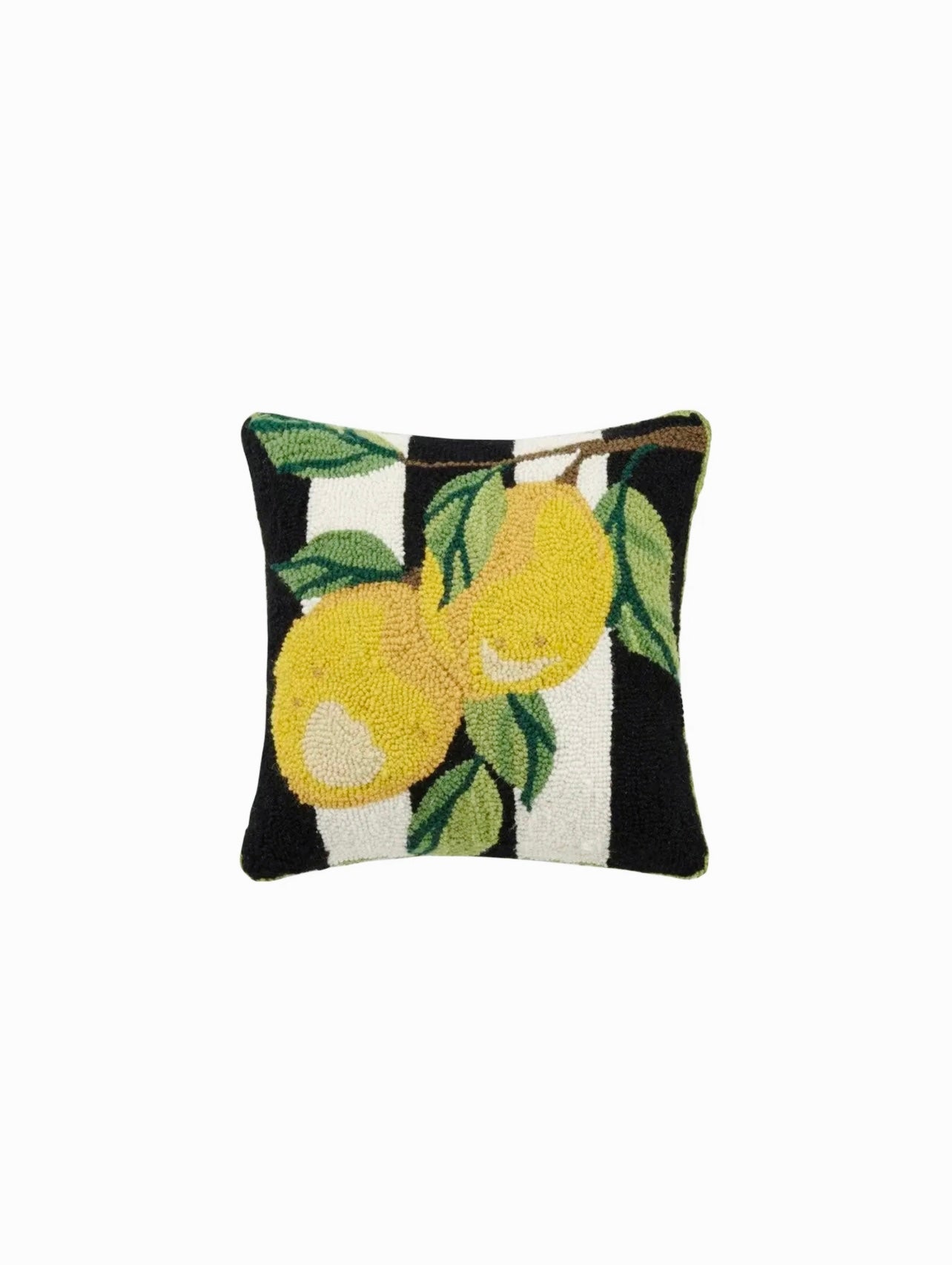 Hand hooked wool lemon pillow