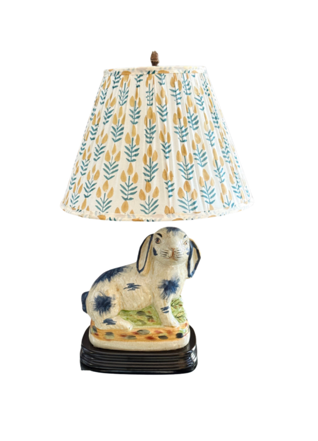 Blue Staffordshire porcelain bunny lamp