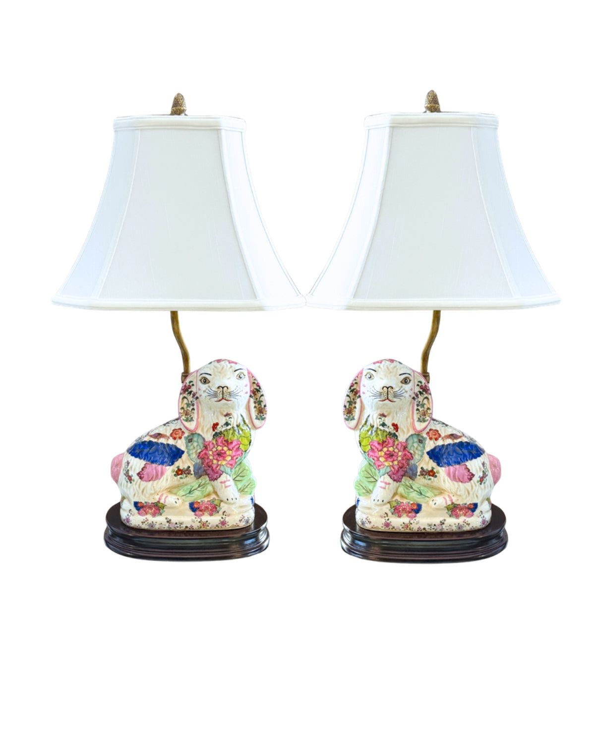 Tobacco Leaf porcelain bunny lamp