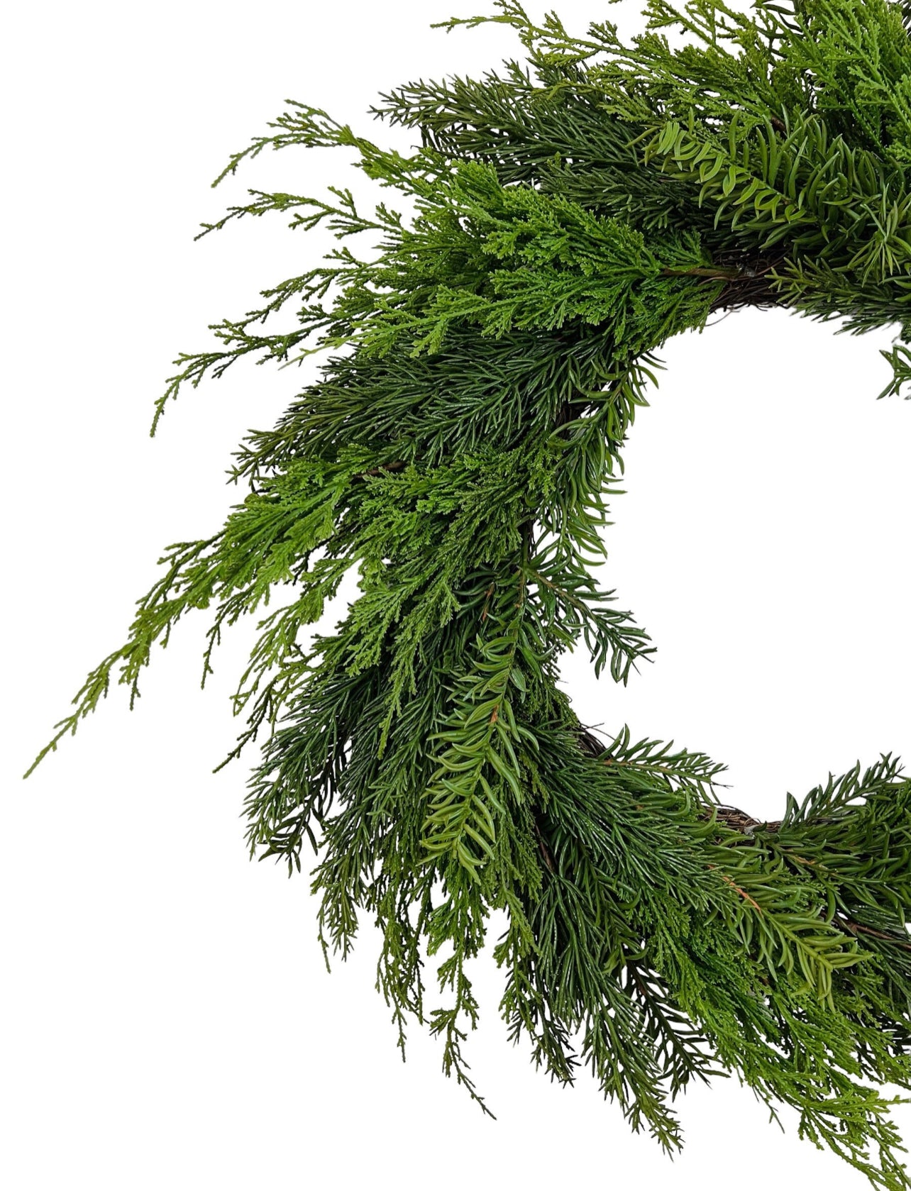 Oversized faux cedar real touch wreath