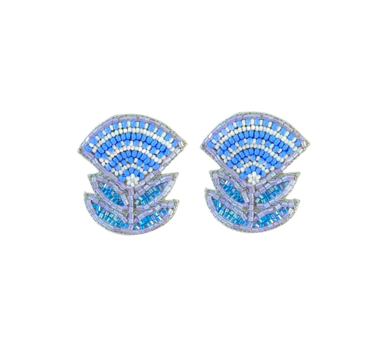 Block print flower earrings in Periwinkle