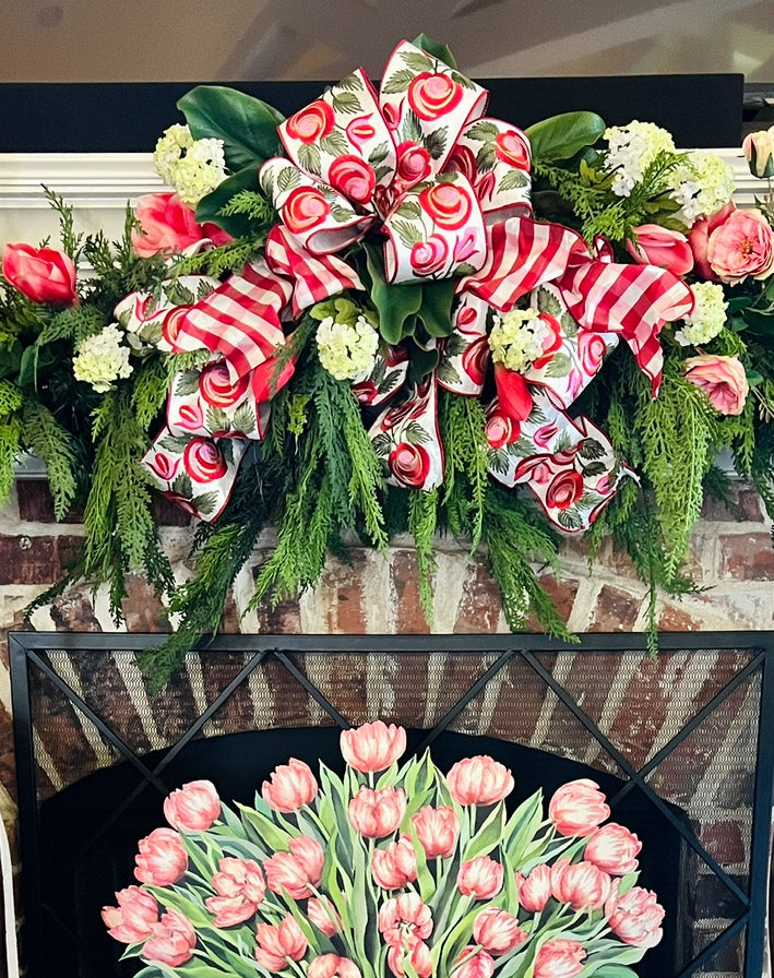 Large red gingham check ribbon 4” wide x 10 yard roll