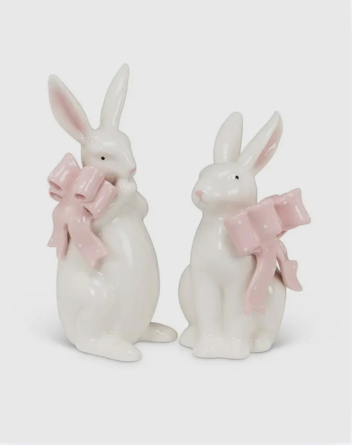 Porcelain bunny set with pink bows