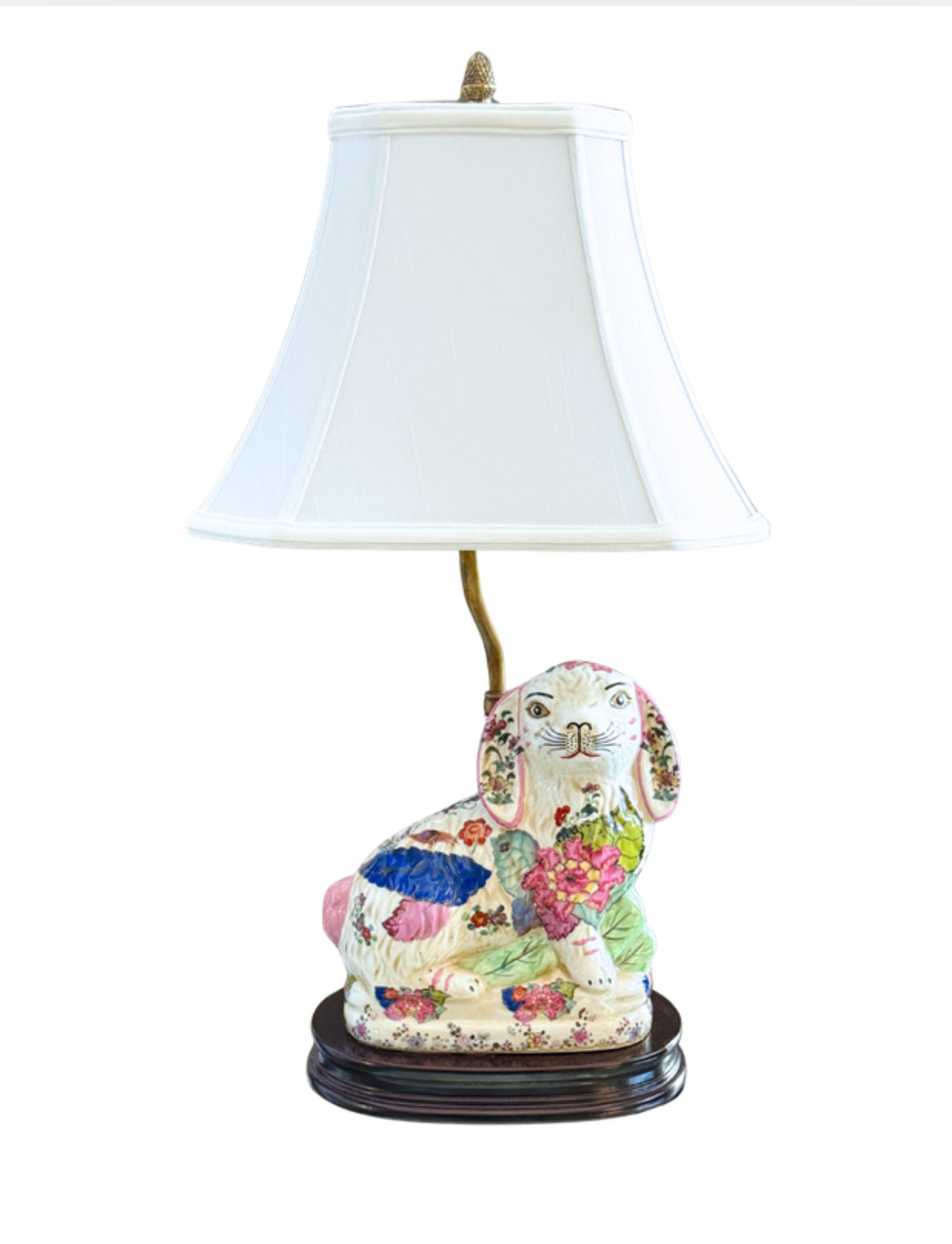 Tobacco Leaf porcelain bunny lamp