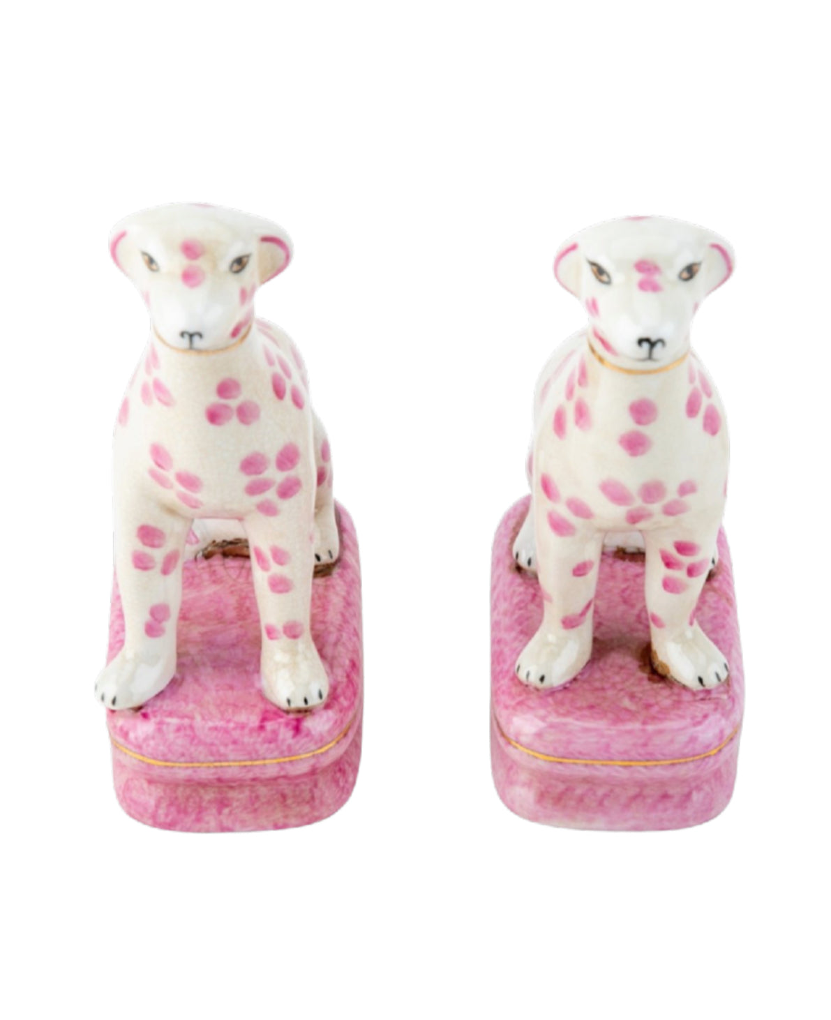 Staffordshire dogs porcelain whippet pair pink