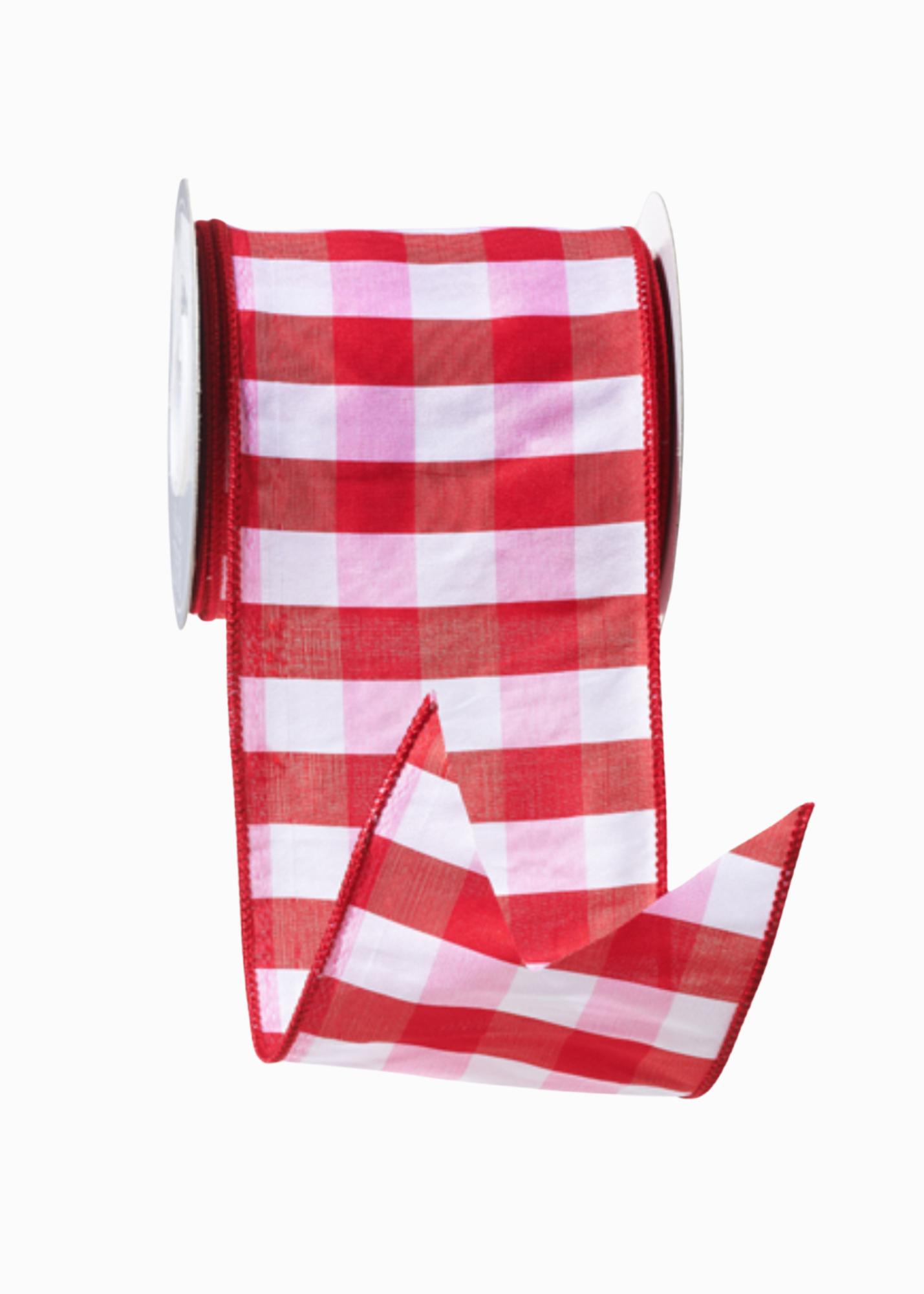 Large red gingham check ribbon 4” wide x 10 yard roll