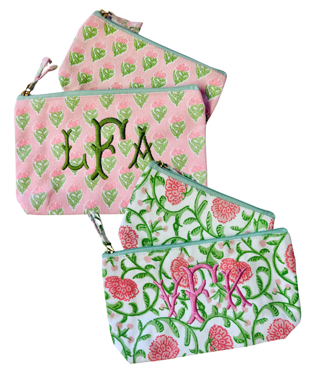 Set of two block print pouches