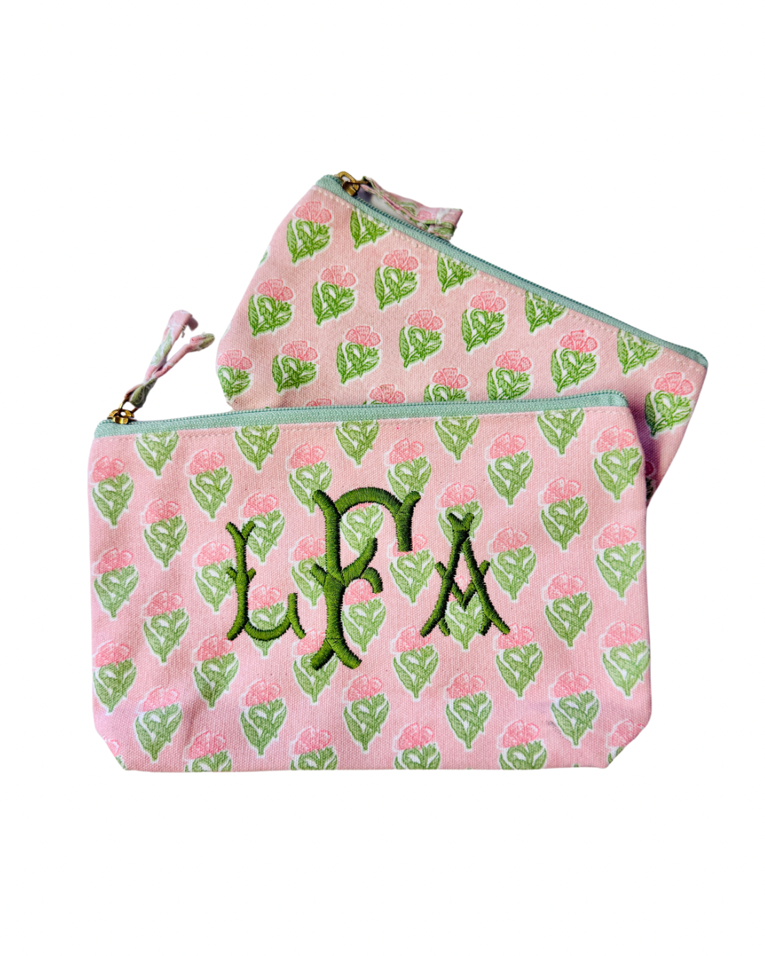 Set of two block print pouches