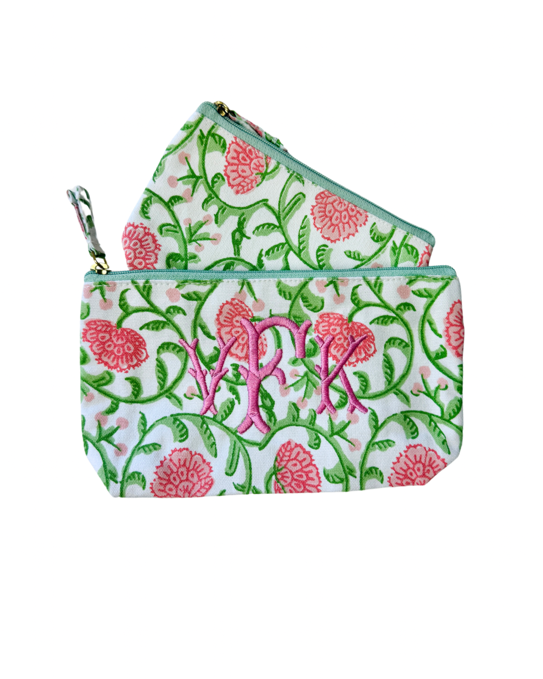 Set of two block print pouches