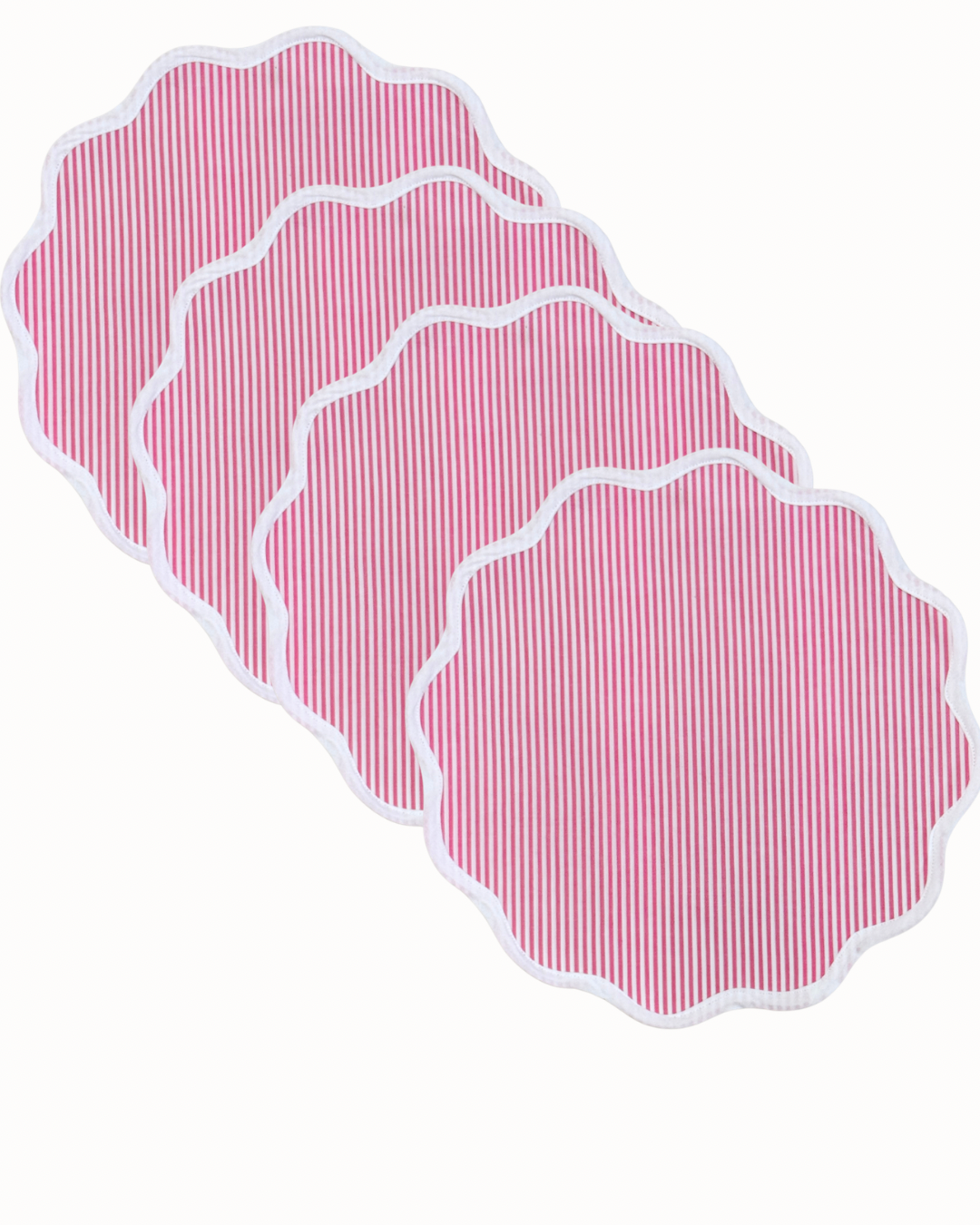 Pink striped scalloped placemats set of 4
