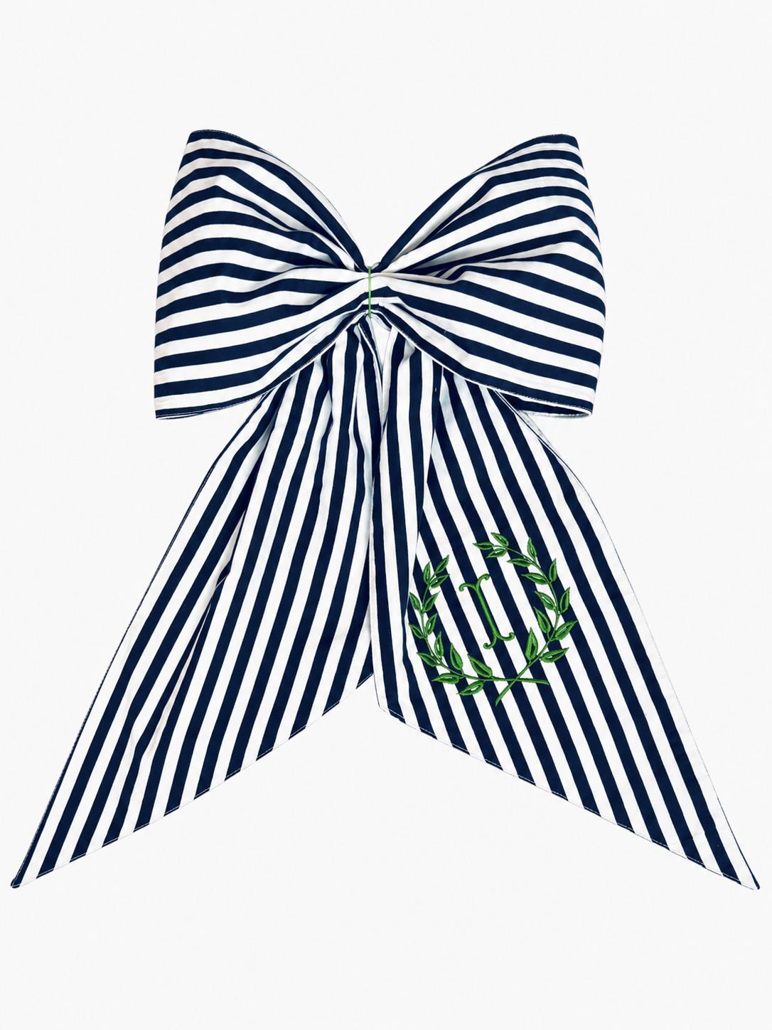 Black and white stripe signature wreath sash monogram available