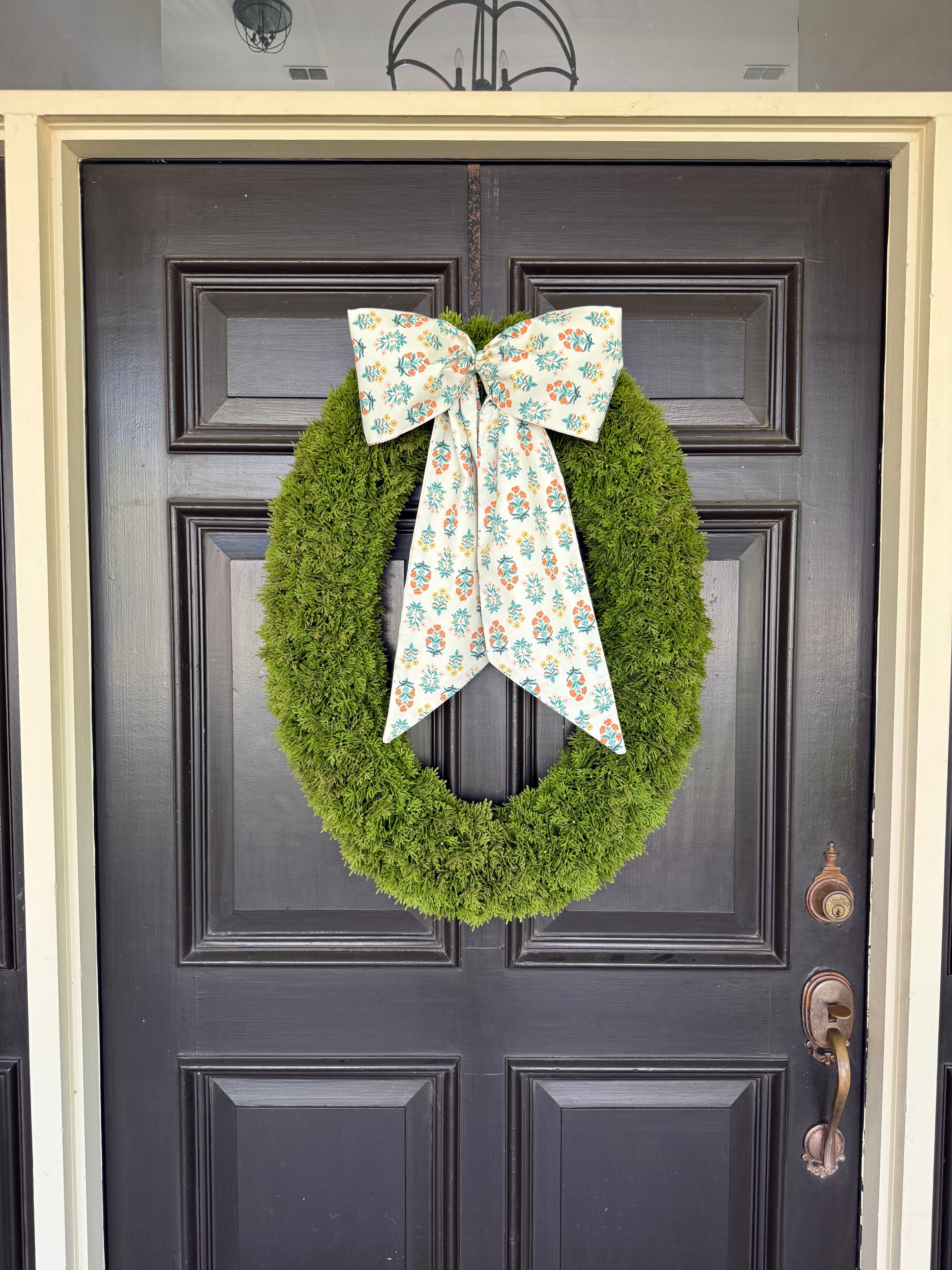 Fall block print floral signature wreath sash