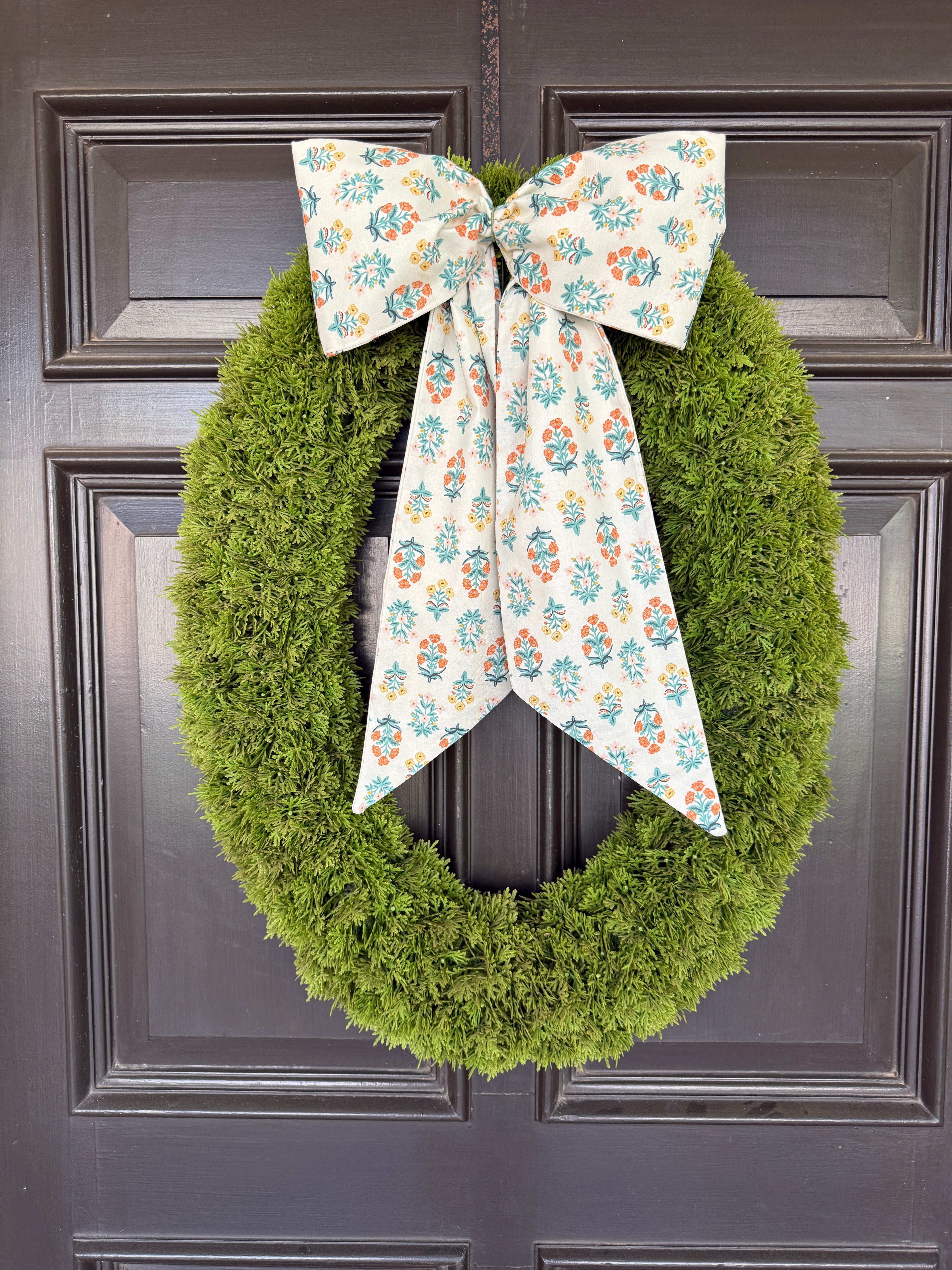 Fall block print floral signature wreath sash