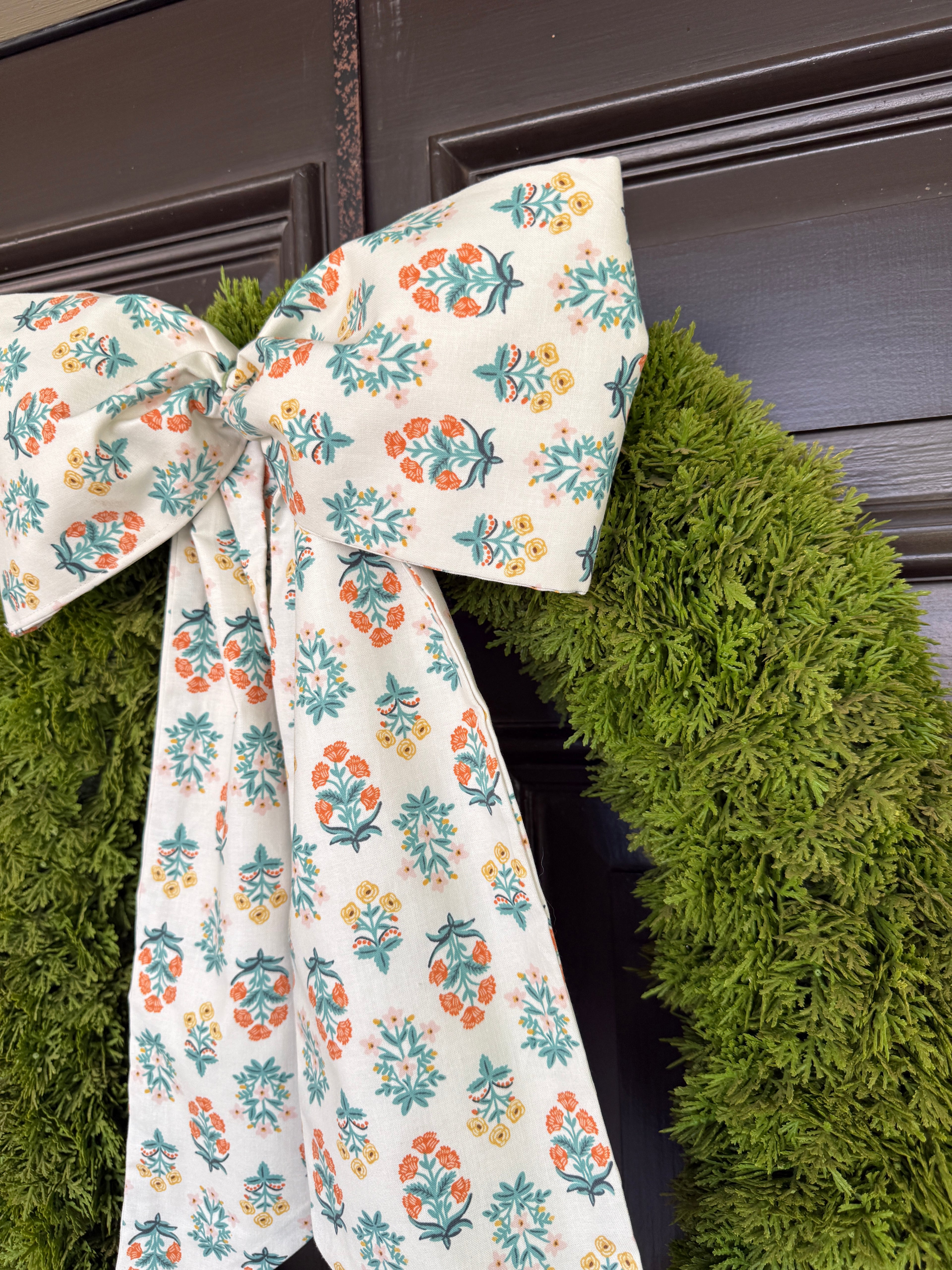 Fall block print floral signature wreath sash