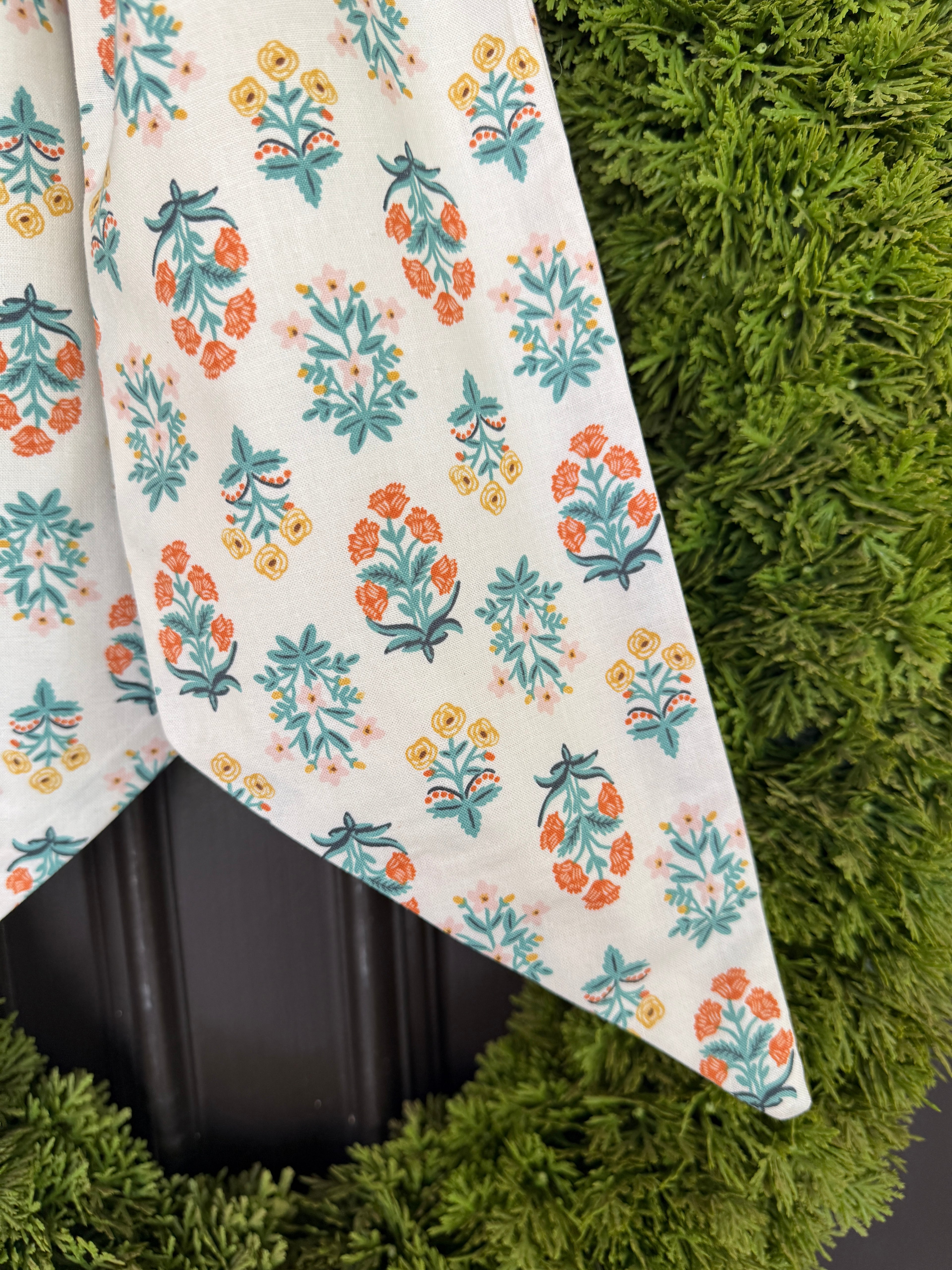 Fall block print floral signature wreath sash