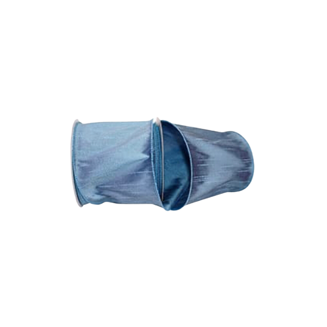 Luxury wired French blue dupioni ribbon by the roll