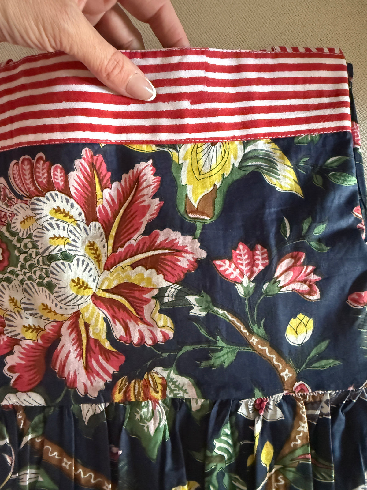 Maisie Maxi Dress in Navy English Floral block print (final sale)