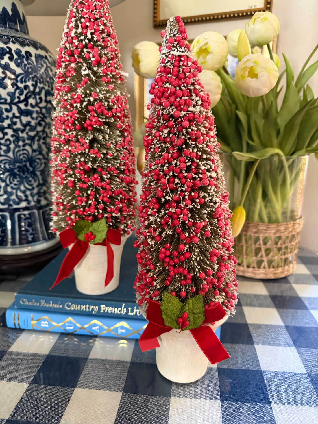 Berry bottle brush trees set of two