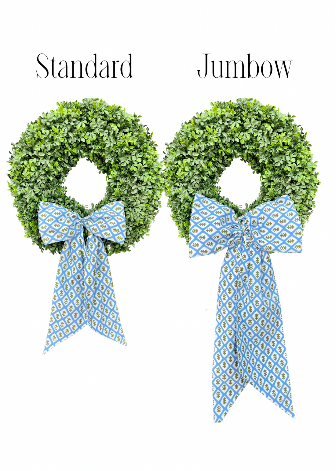 Blue block print wreath sash, 2 sizes