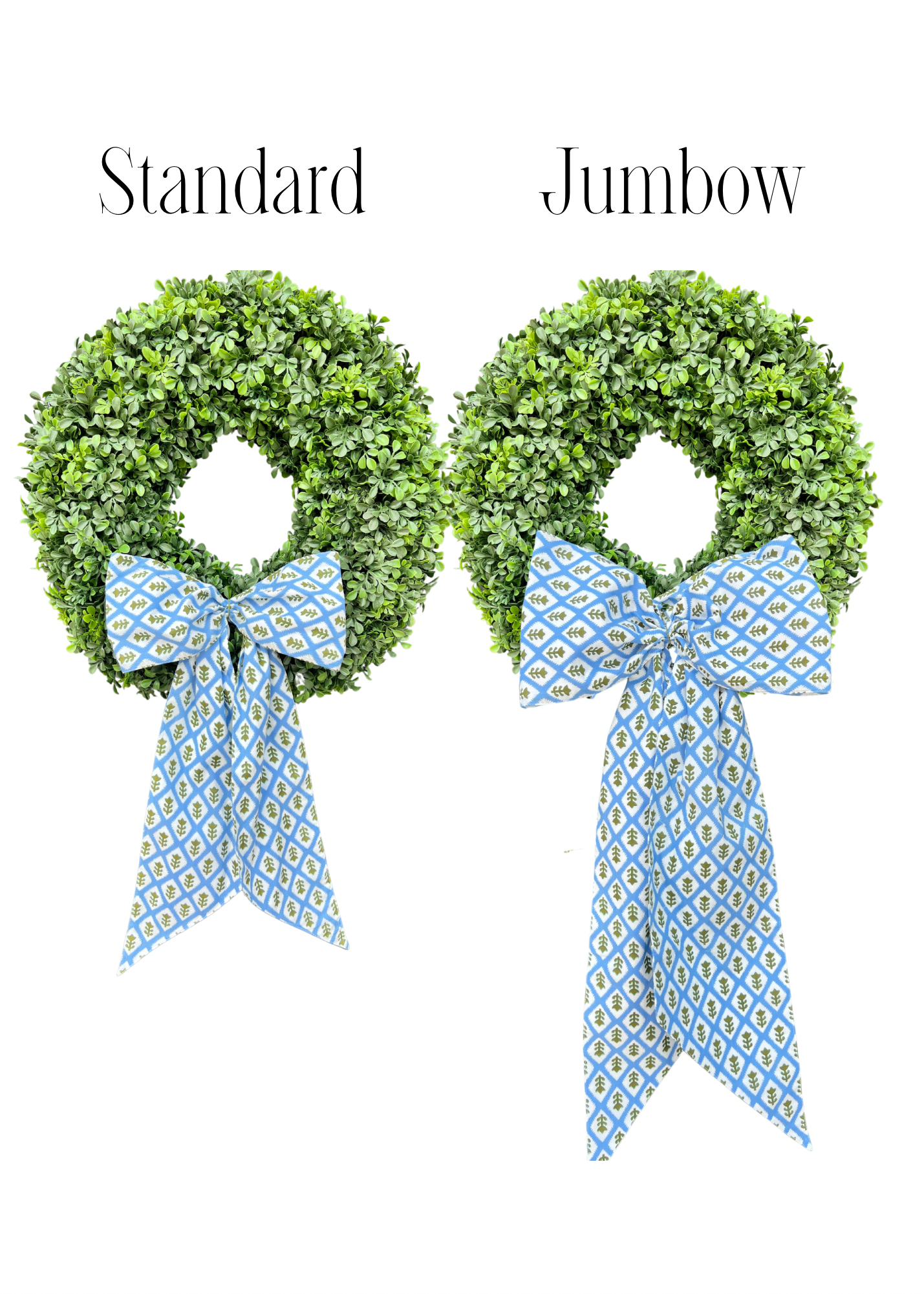 Blue block print wreath sash, 2 sizes