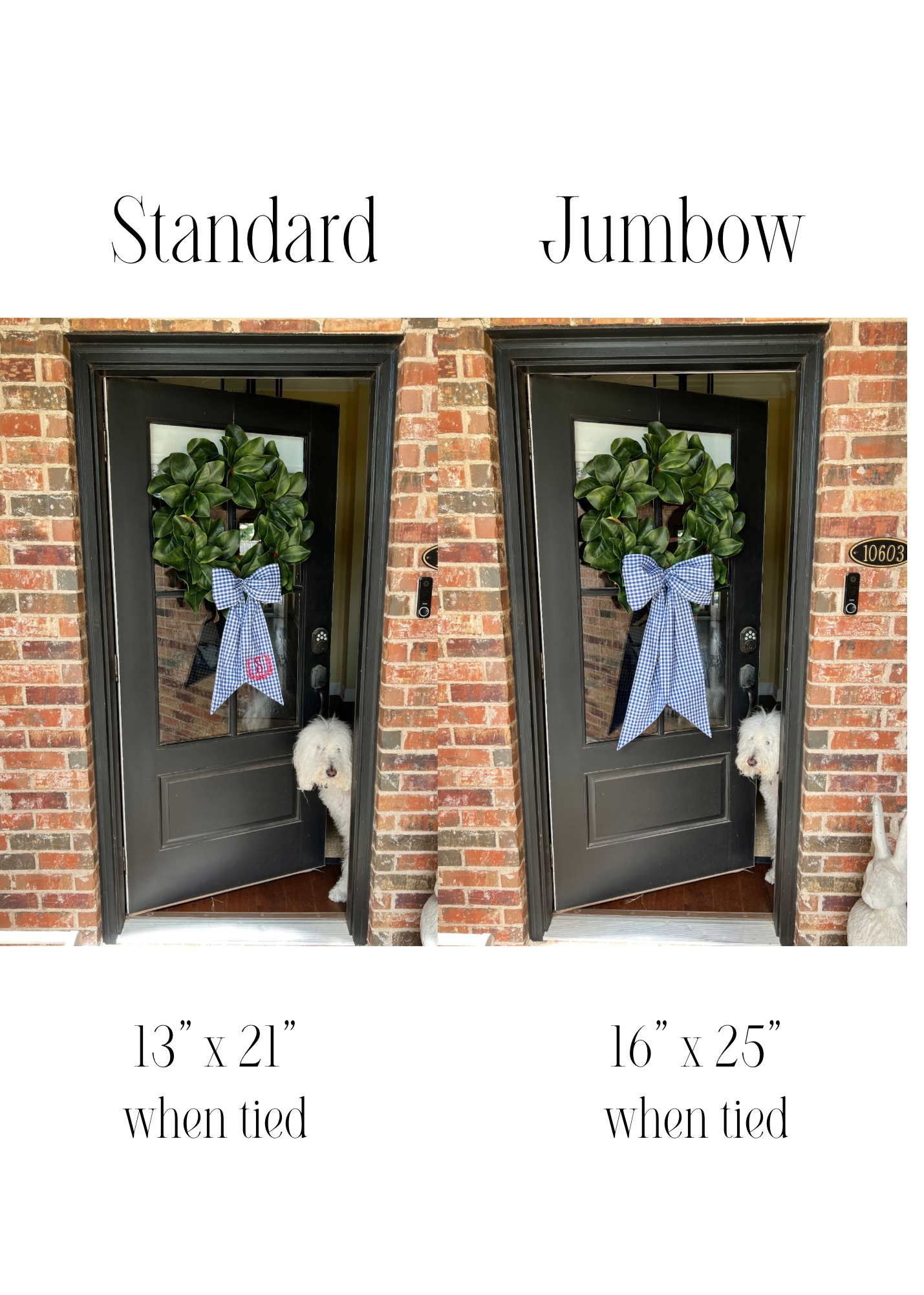 Blue and green hydrangea wreath sash, two sizes