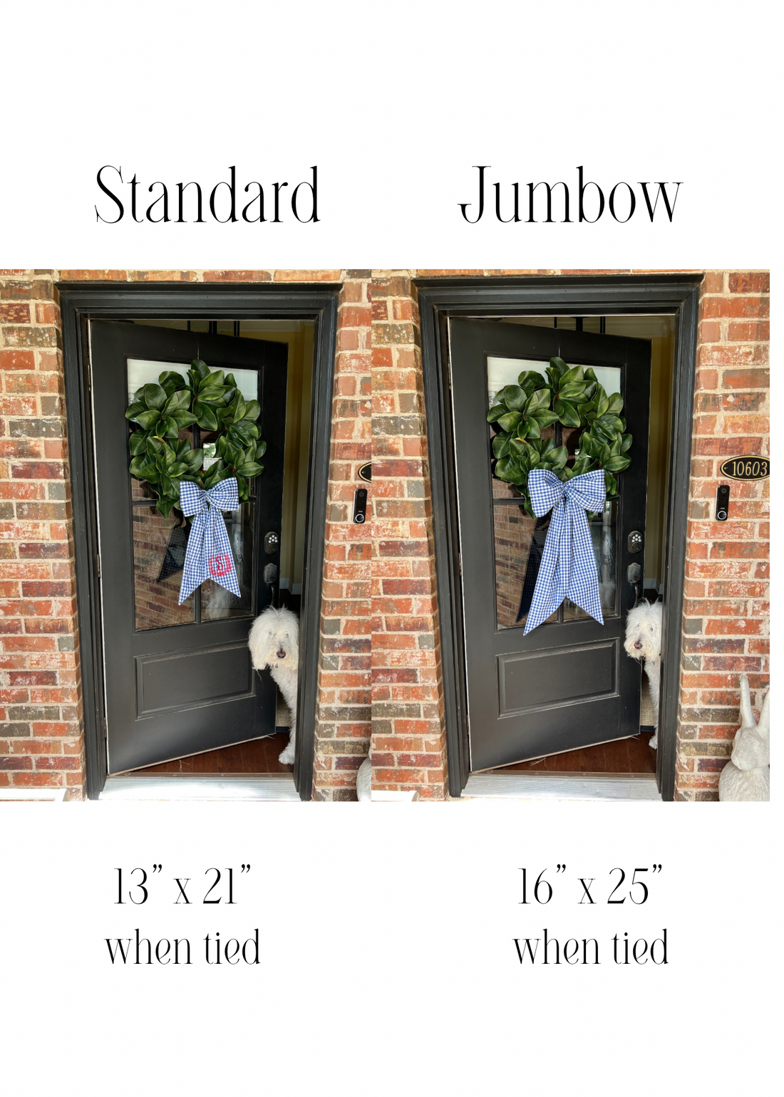 Outdoor wreath sash blue gingham monogram available