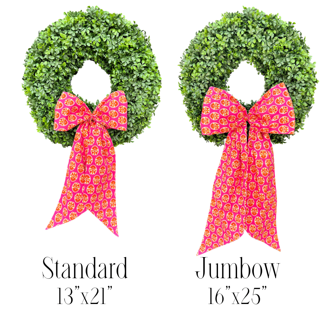 Pink block print wreath sash, two sizes