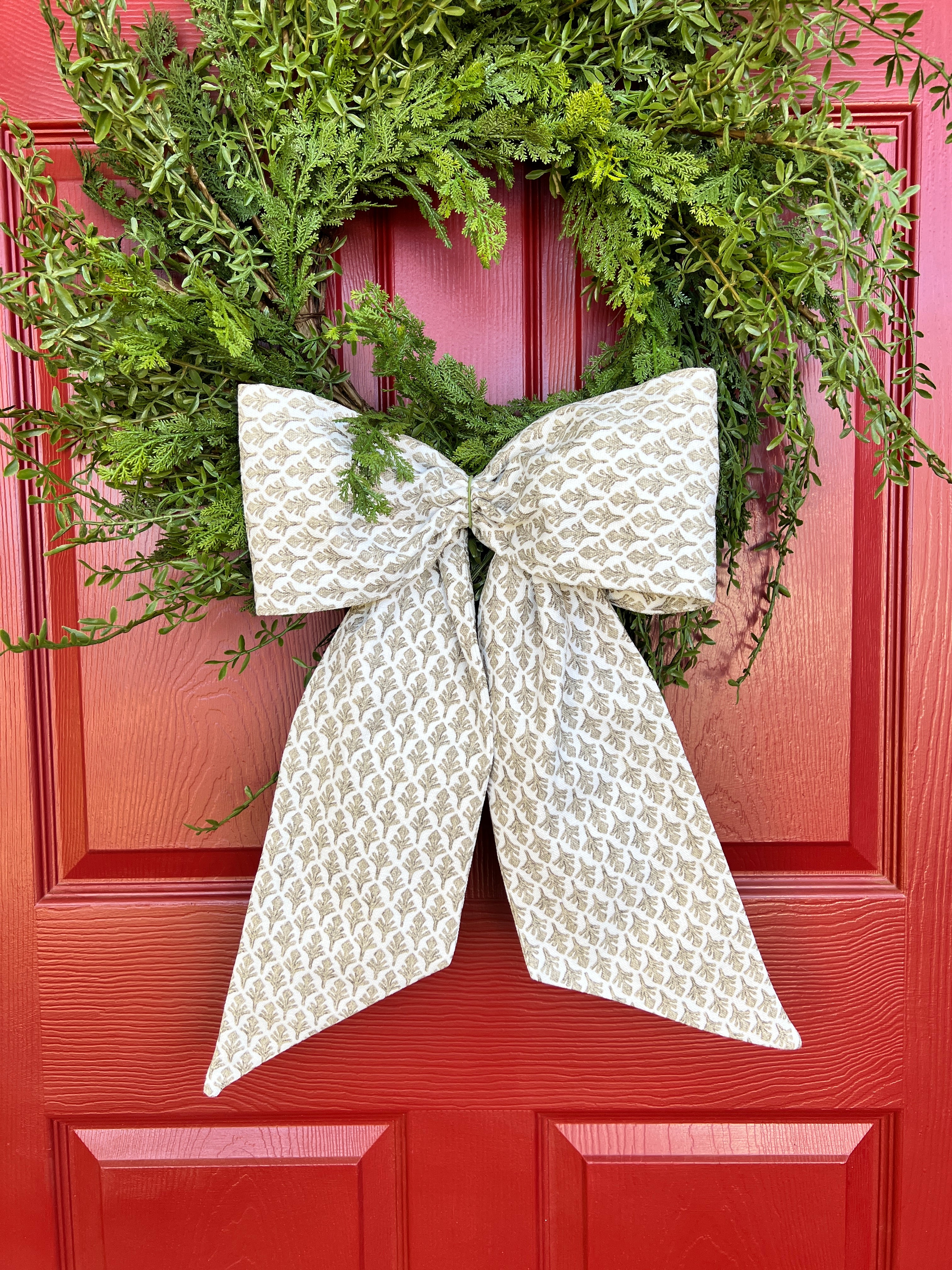 Driftwood block print wreath sash
