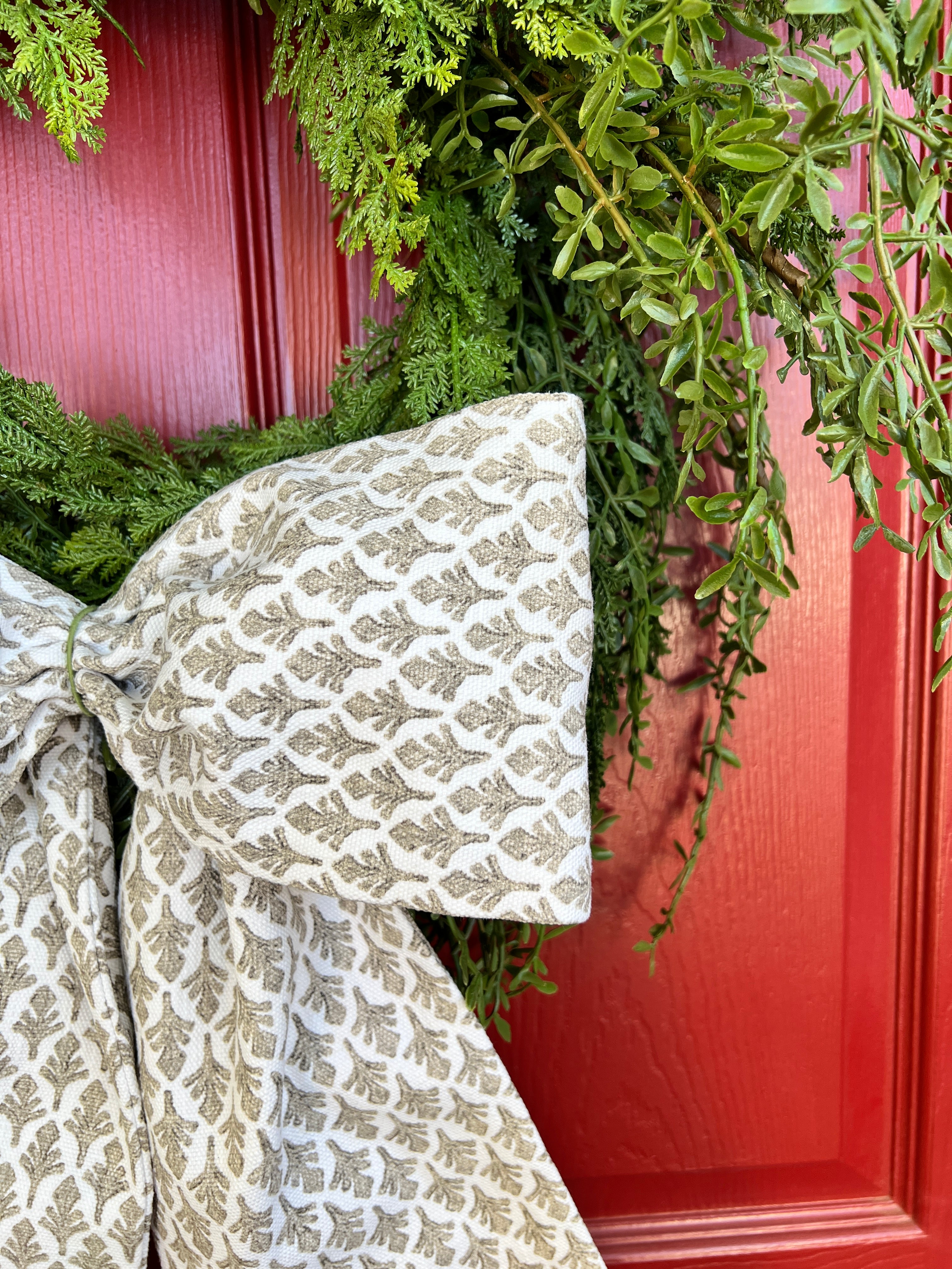Driftwood block print wreath sash