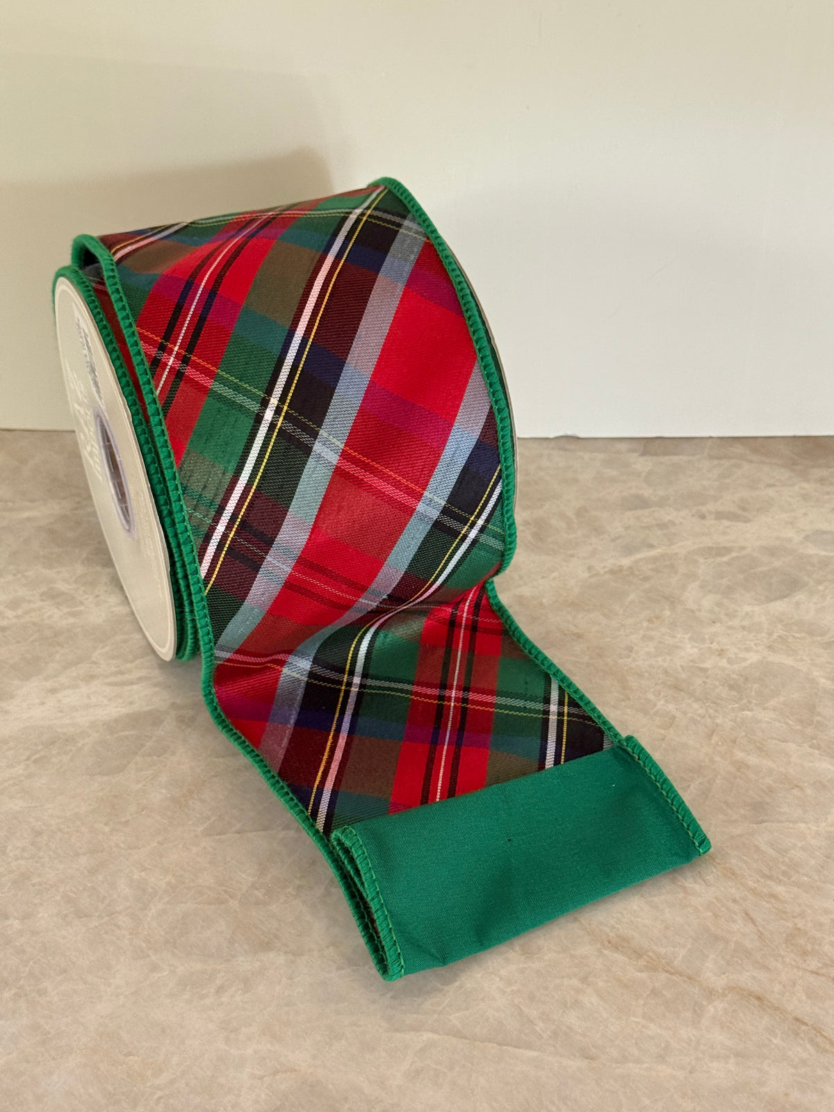 Tartan plaid wired ribbon 4”x10yds