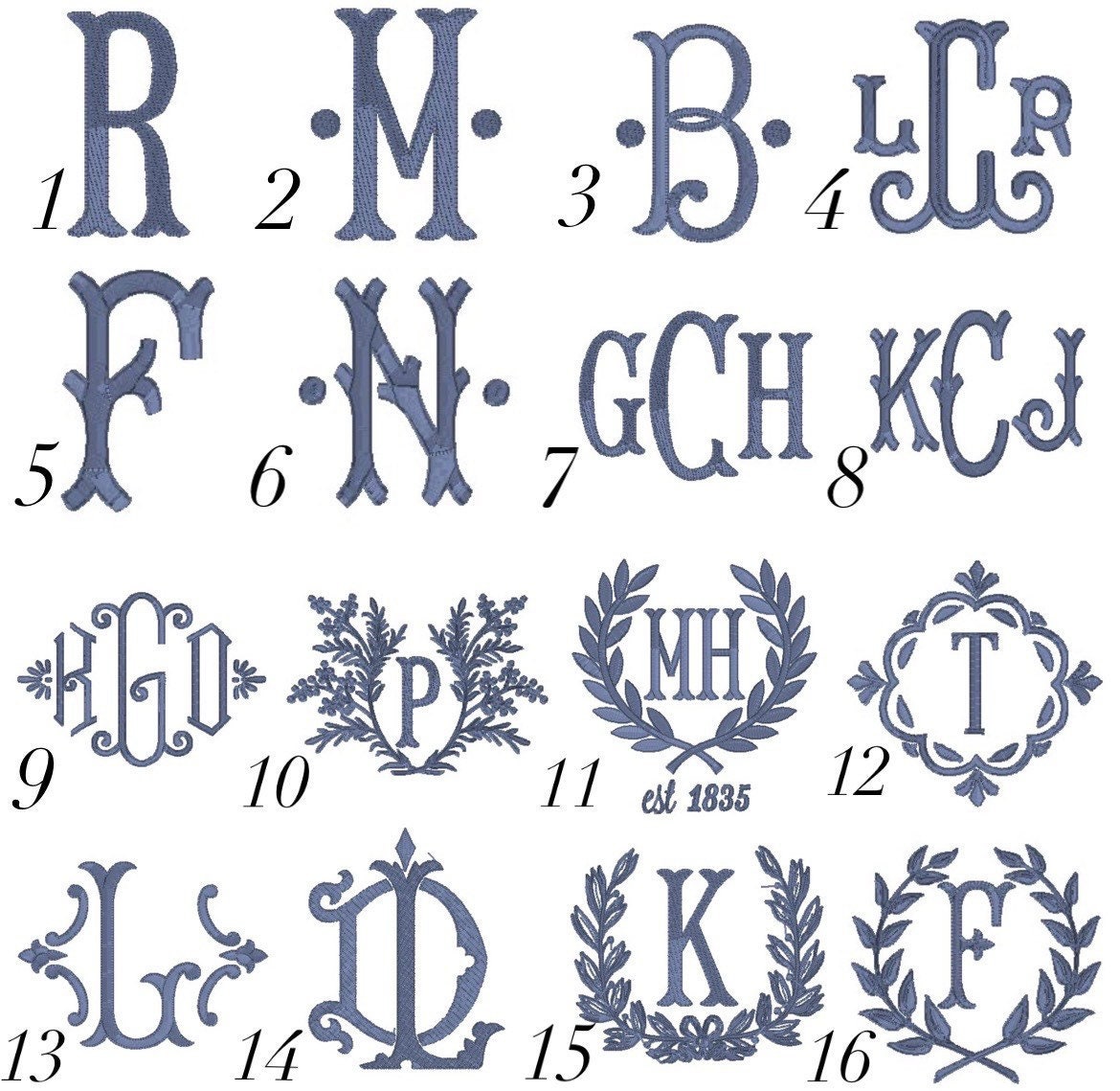 Light blue cotton wreath sash, two sizes, monogram available