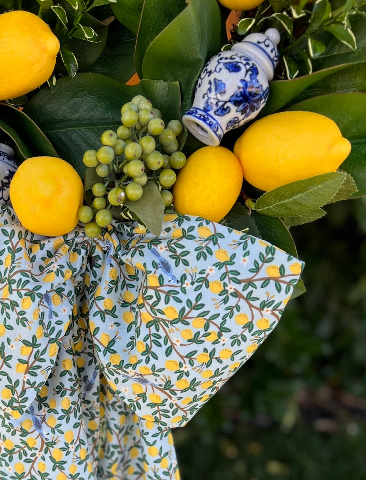 Chinoiserie lemon wreath sash