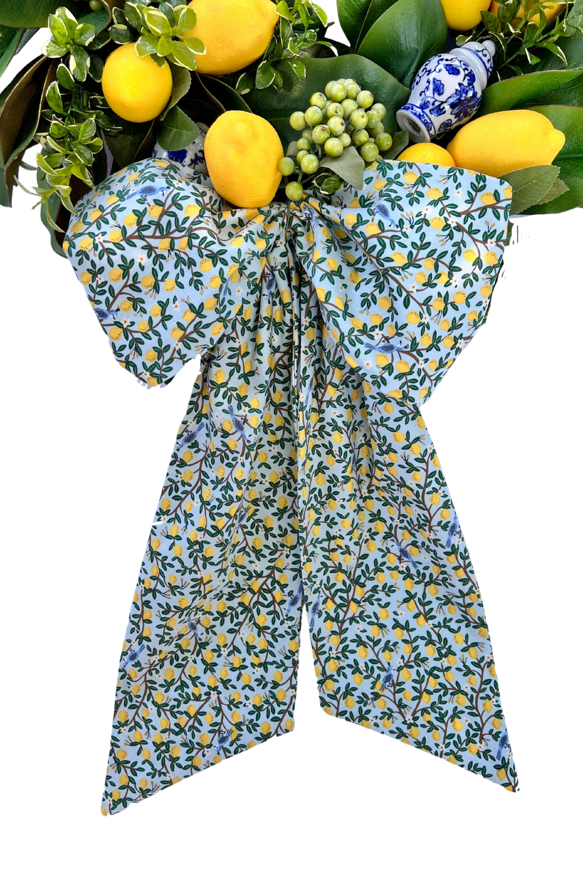 Chinoiserie lemon wreath sash