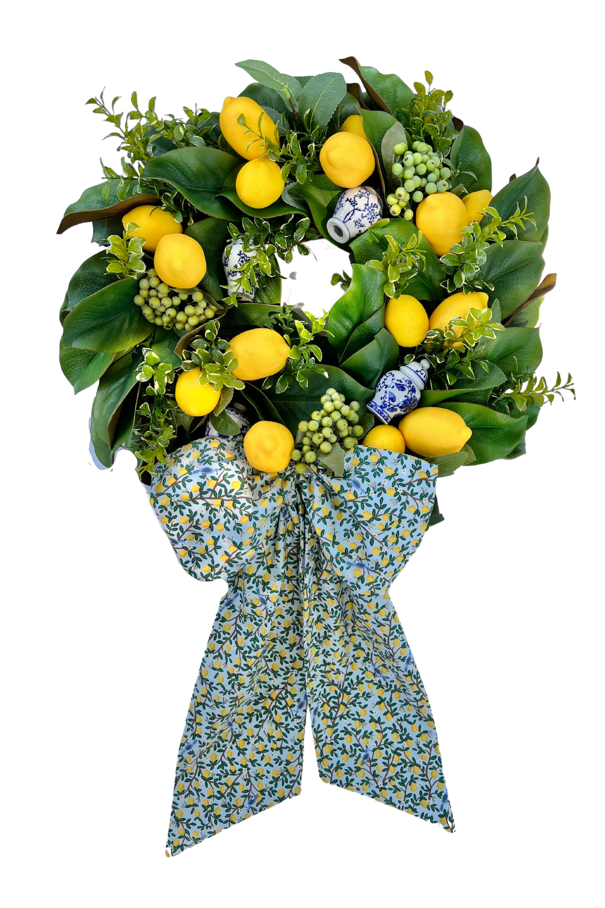 Chinoiserie lemon wreath sash
