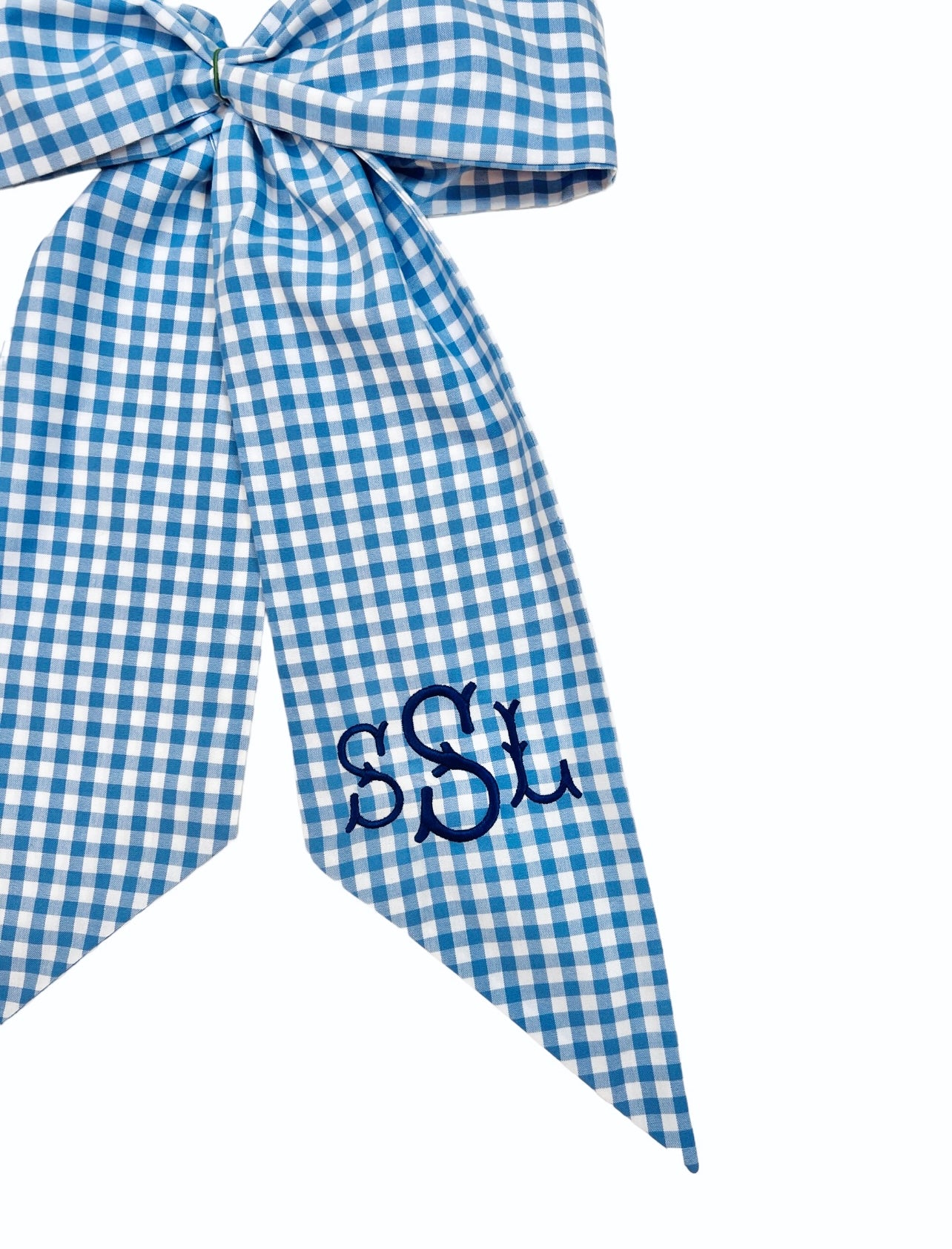 French blue gingham wreath sash monogram available