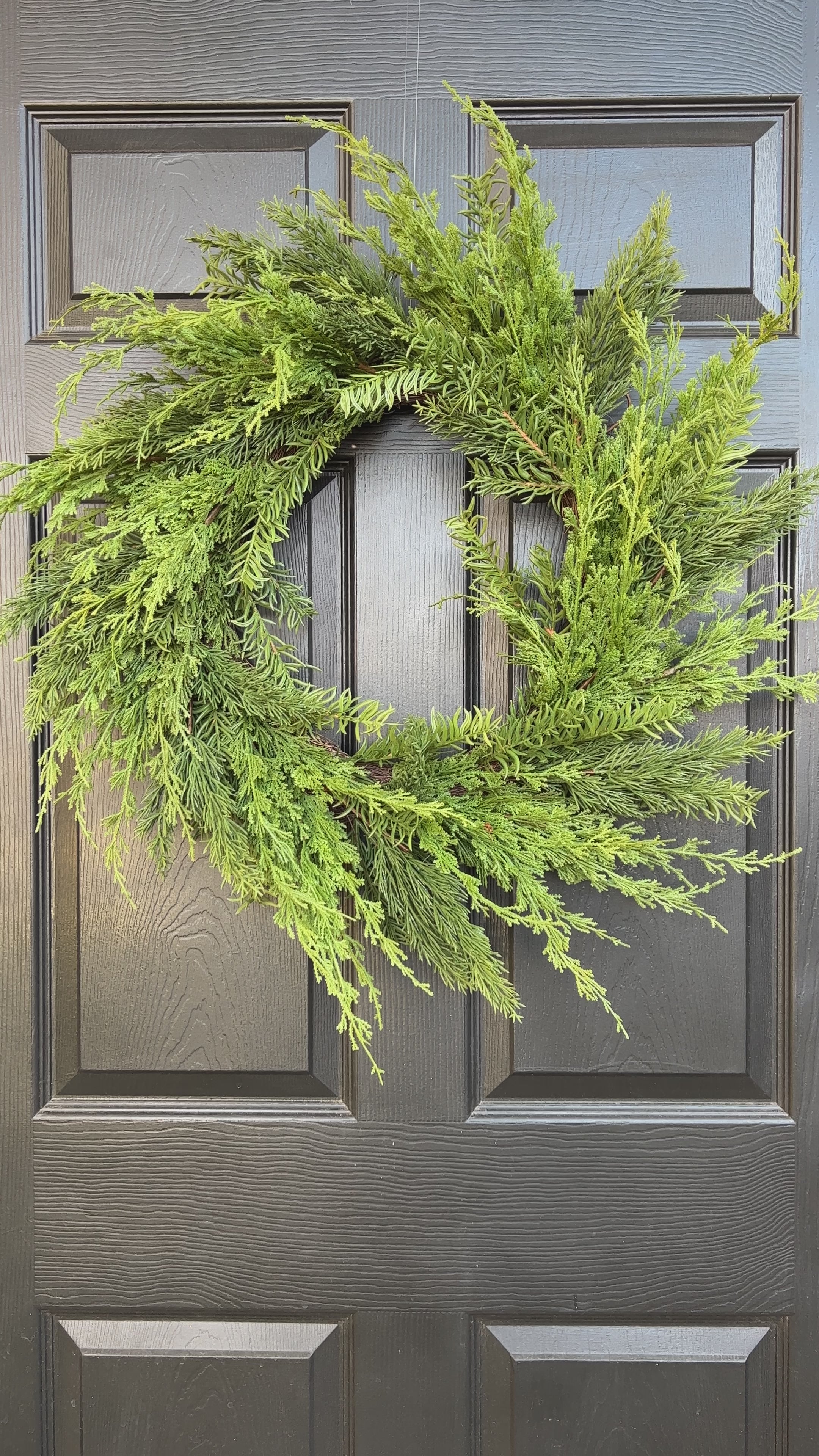 Oversized faux cedar real touch wreath