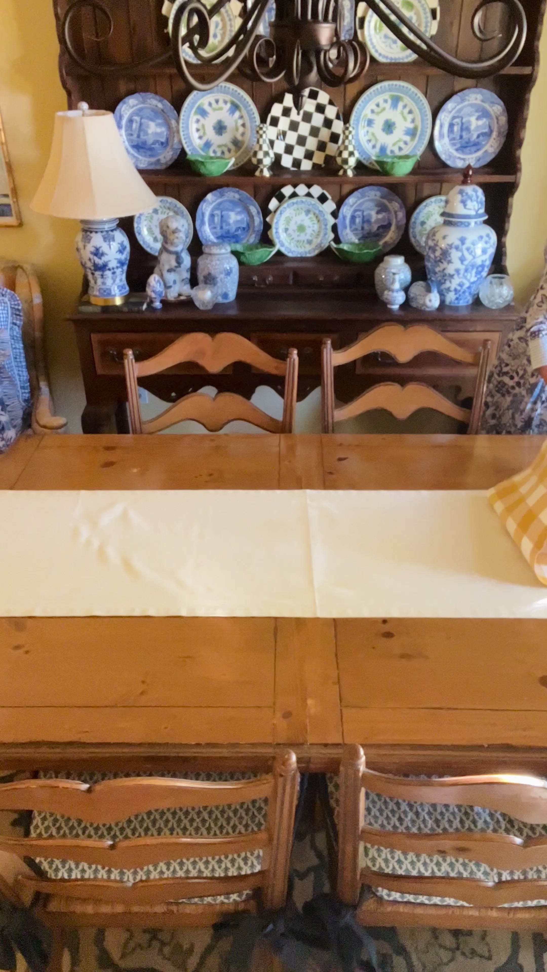 Golden yellow gingham table linens, set of 4 placemats or table runner