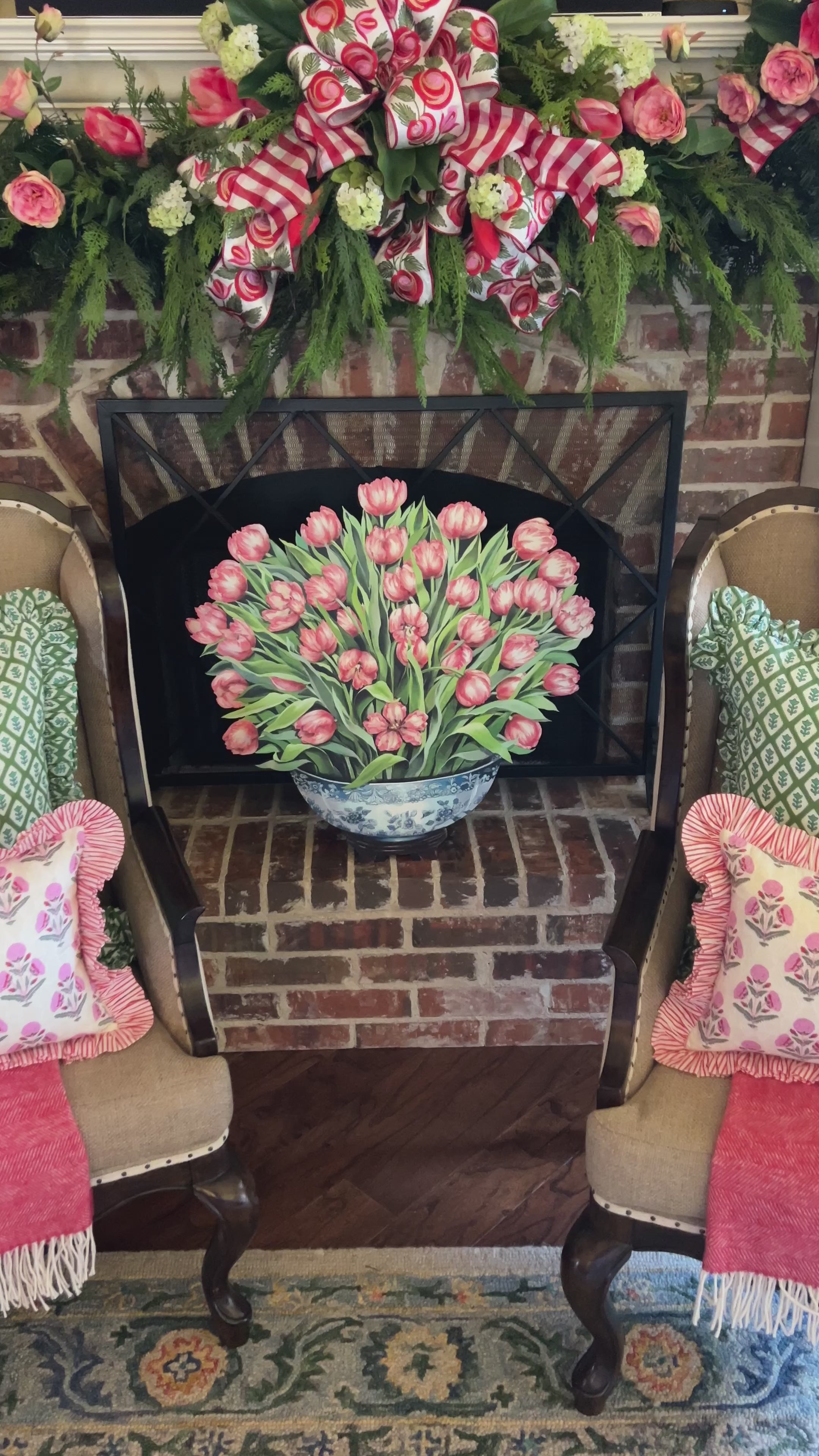Parrot tulips firescreen