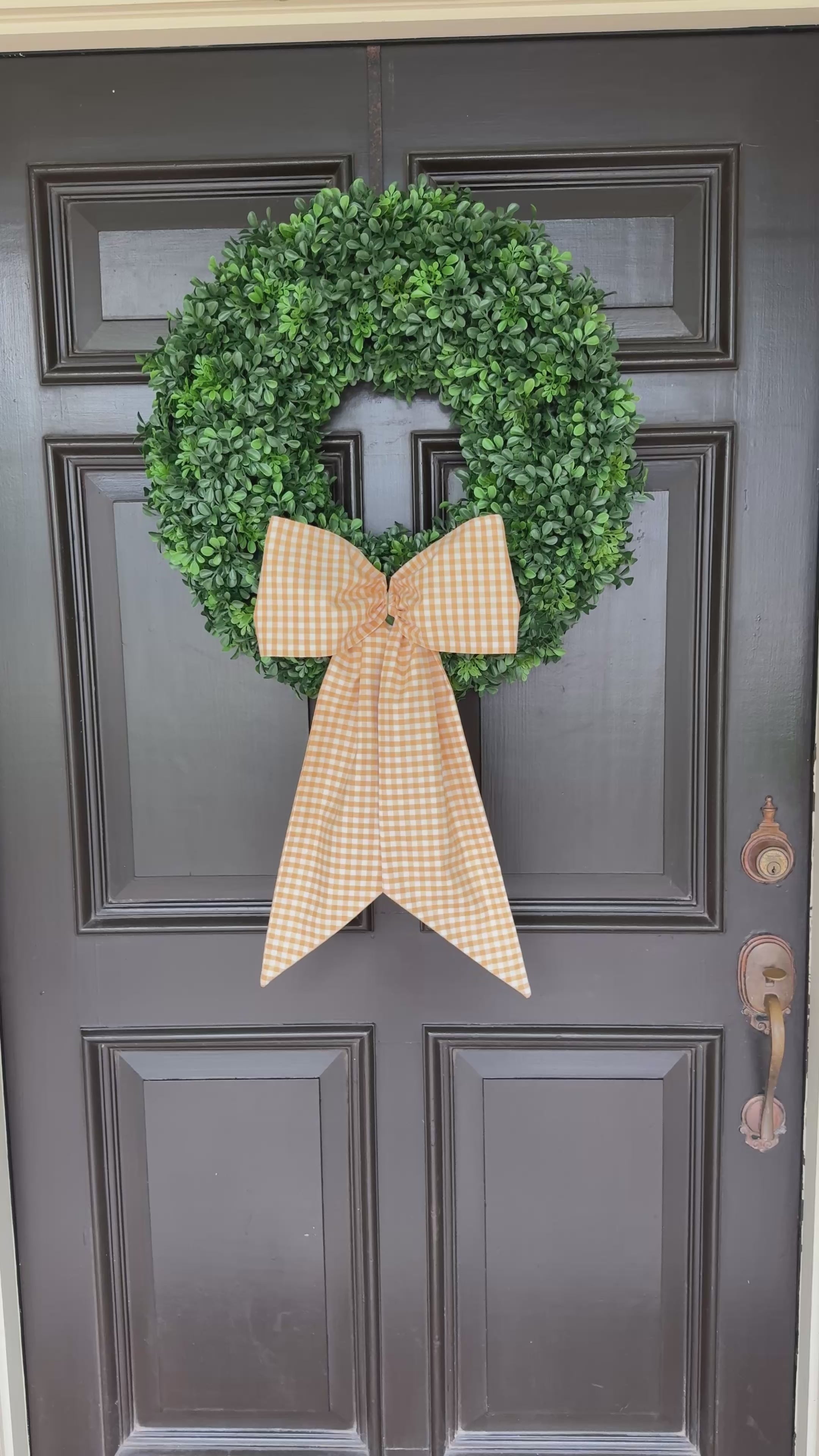 Honey yellow gingham wreath sash