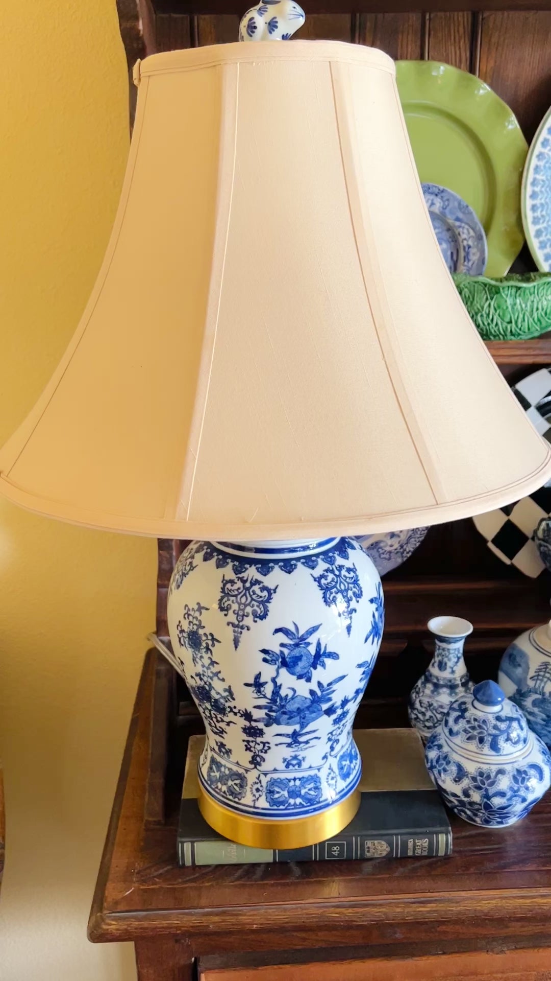 Blue and white lamp finials, choose from bunny, pig, ball, or ginger jar