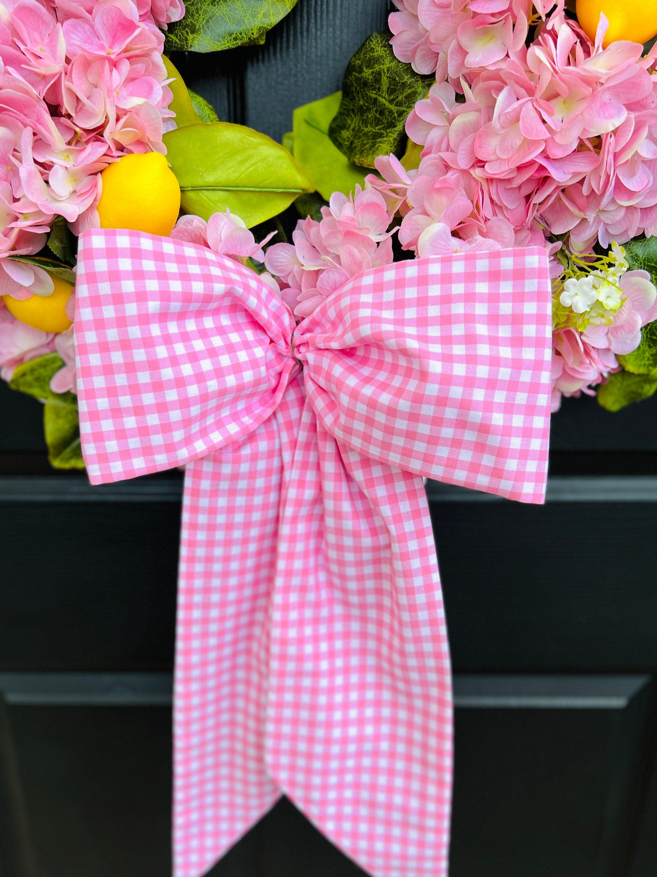 Pink gingham wreath sash