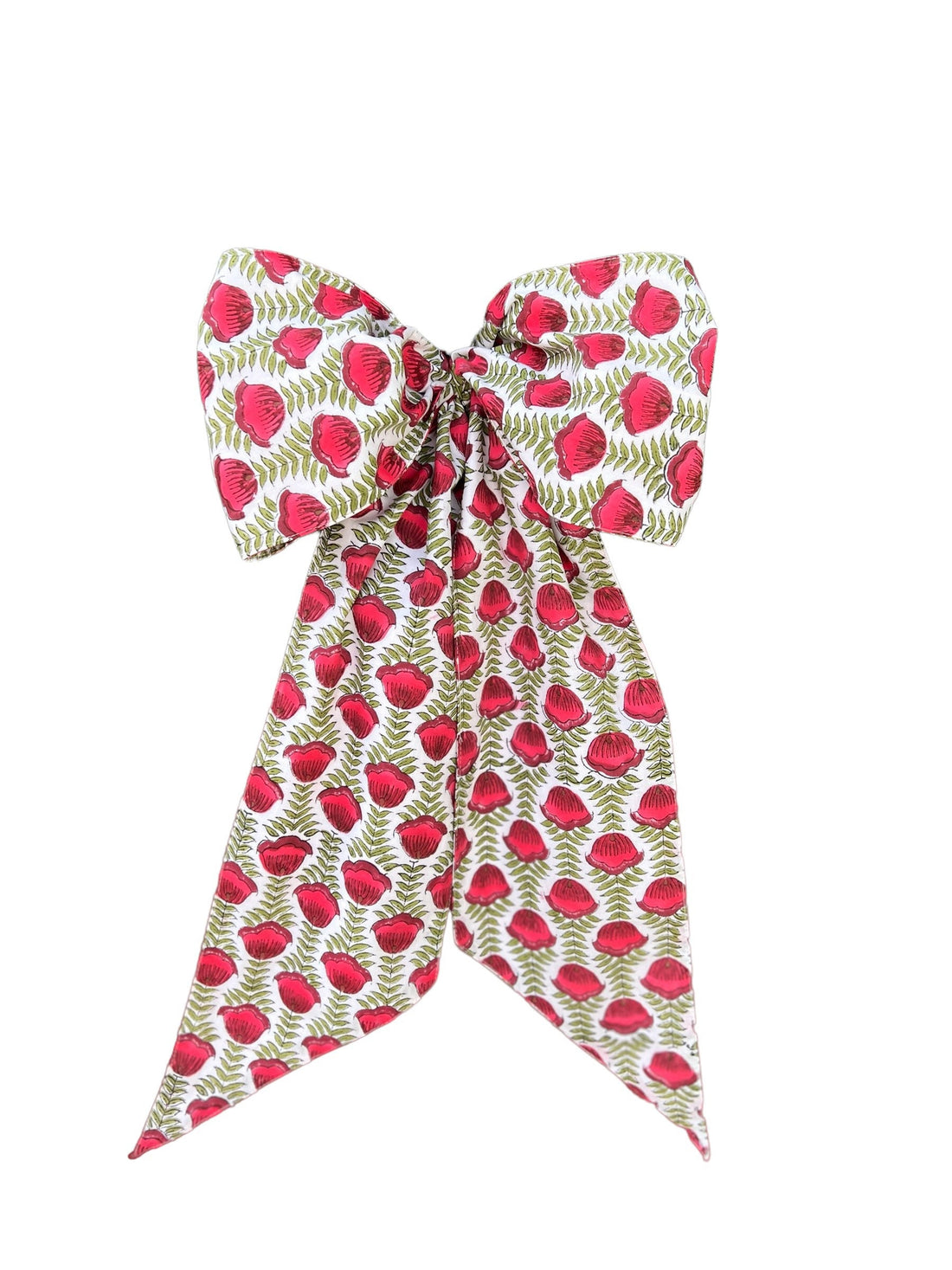 Red and green block print wreath sash, monogram available