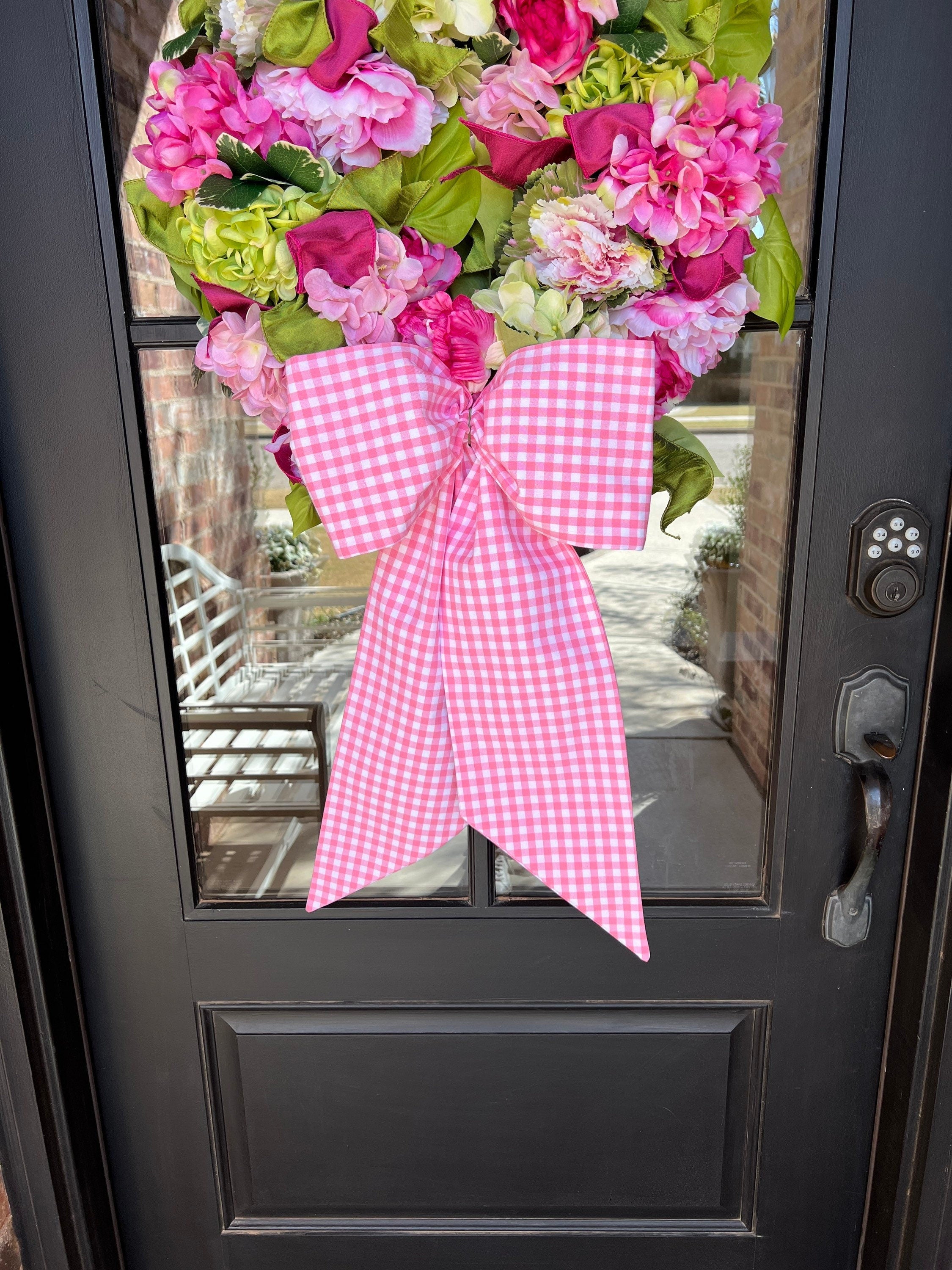 Pink gingham wreath sash